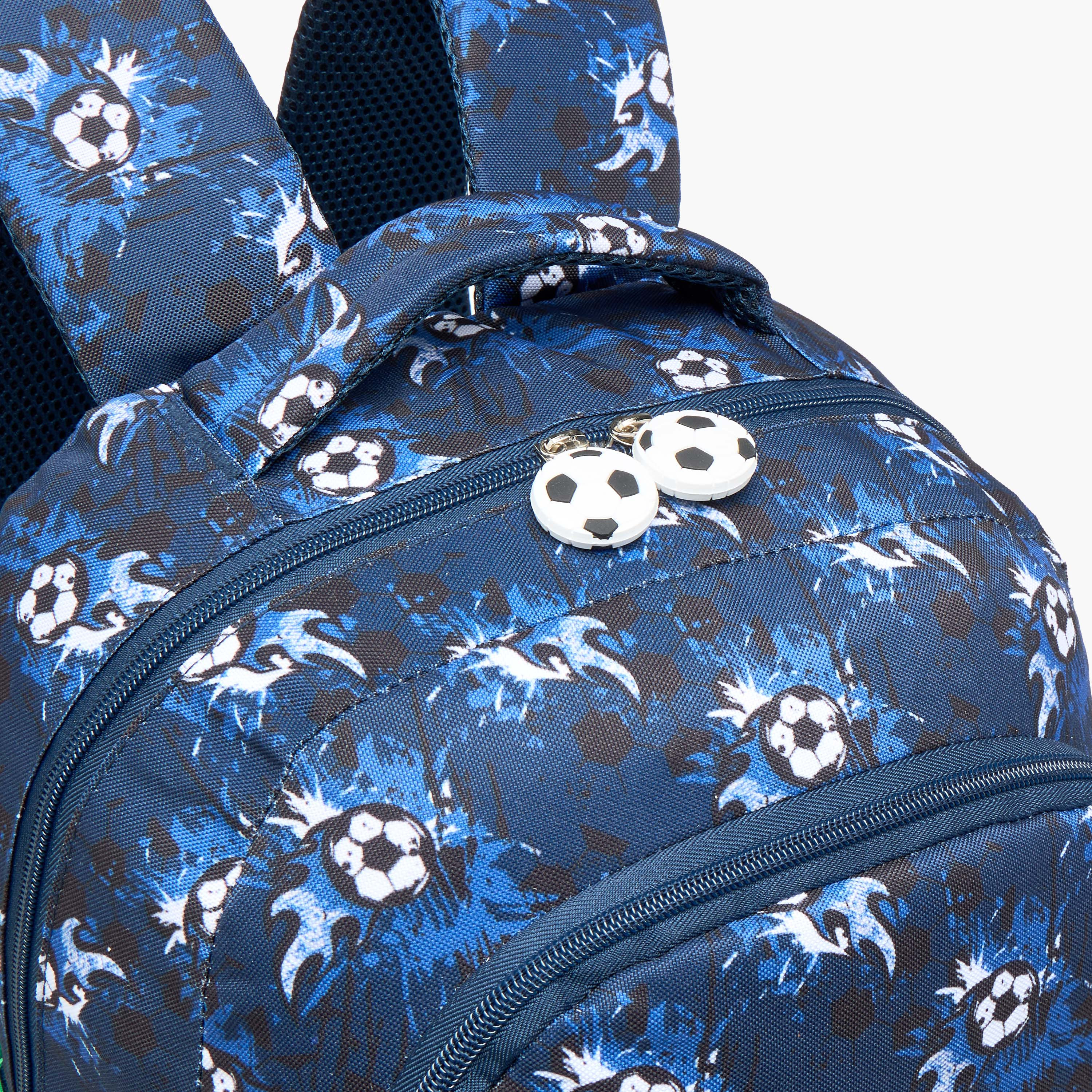 Football Print 16-inch Backpack with Adjustable Shoulder Straps and Zip Closure - 30x14x41 cms-school-bagsandbackpacks-backpacks-image-7
