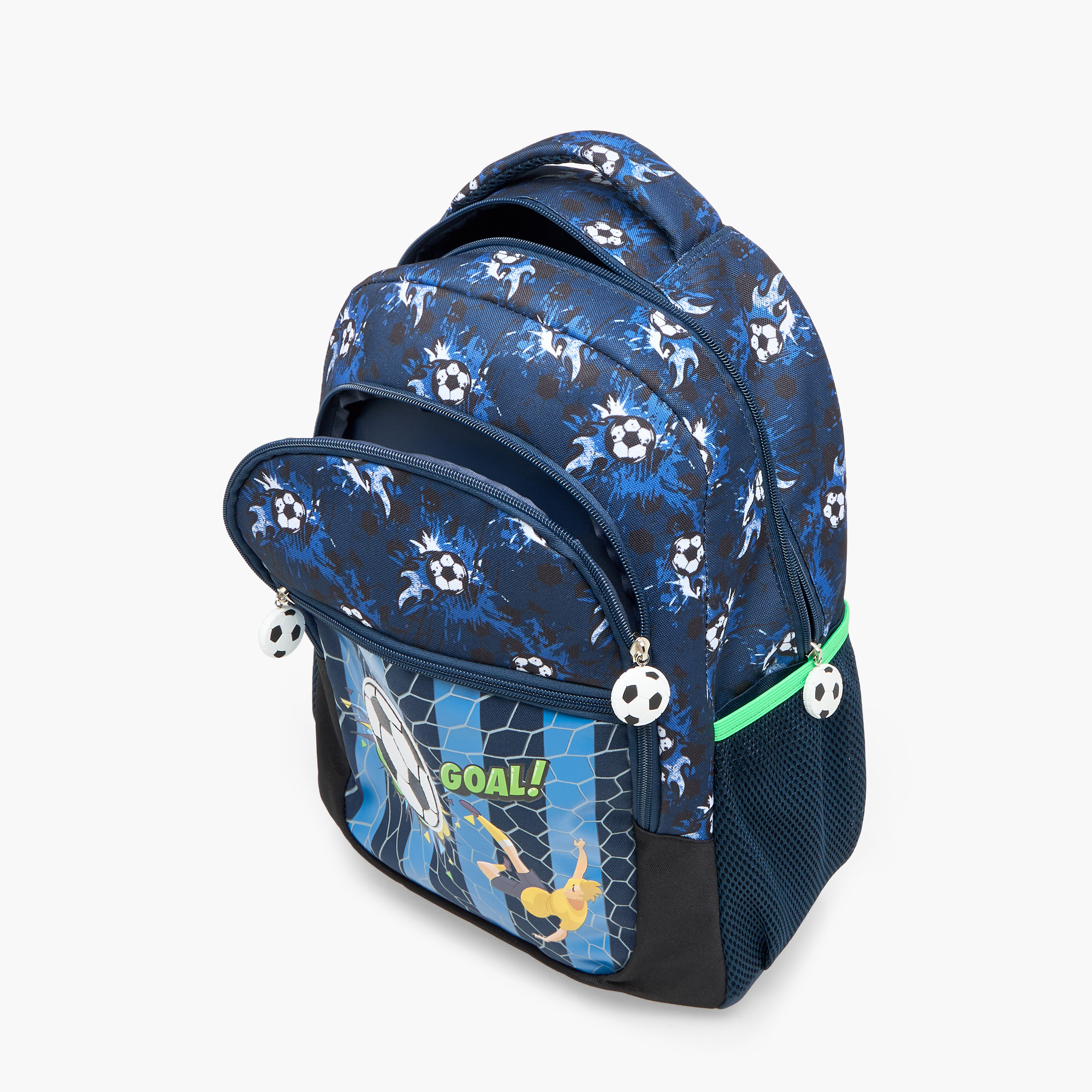 Football Print 16-inch Backpack with Adjustable Shoulder Straps and Zip Closure - 30x14x41 cms-school-bagsandbackpacks-backpacks-image-9