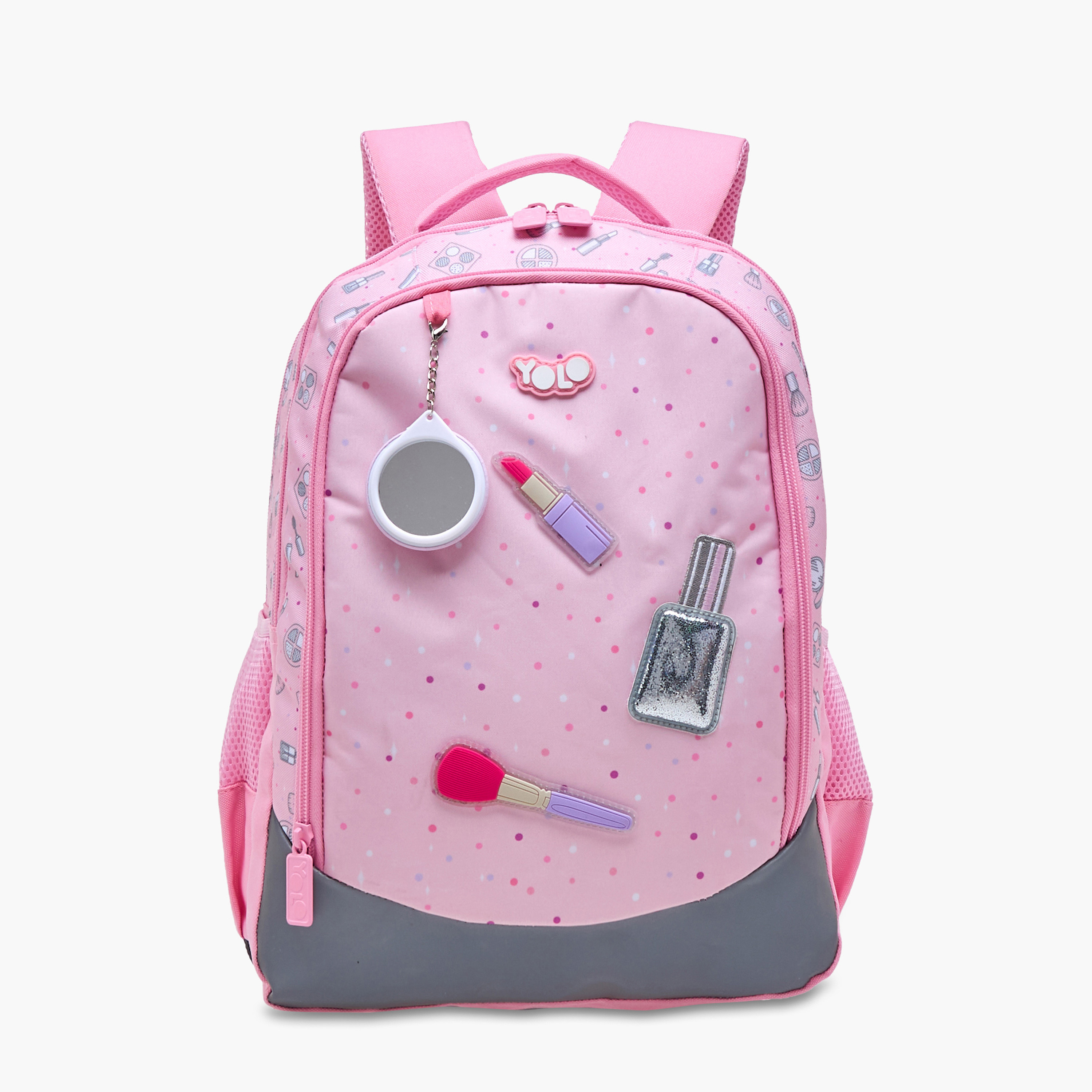 Yolo Applique Detail Backpack with Adjustable Straps and Zip Closure - 30x40x20 cms-school-bagsandbackpacks-backpacks-image-1