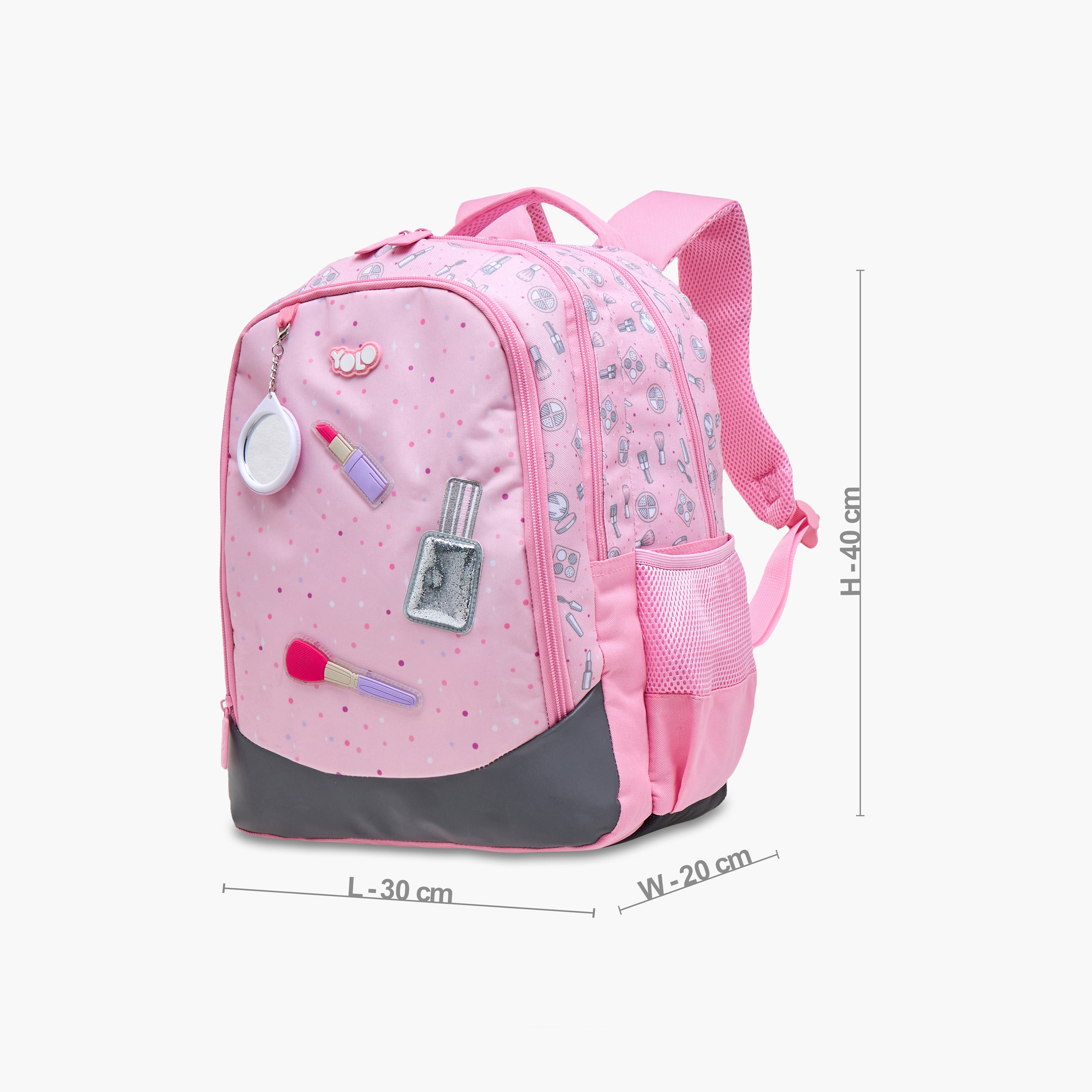 Yolo Applique Detail Backpack with Adjustable Straps and Zip Closure - 30x40x20 cms-school-bagsandbackpacks-backpacks-image-2