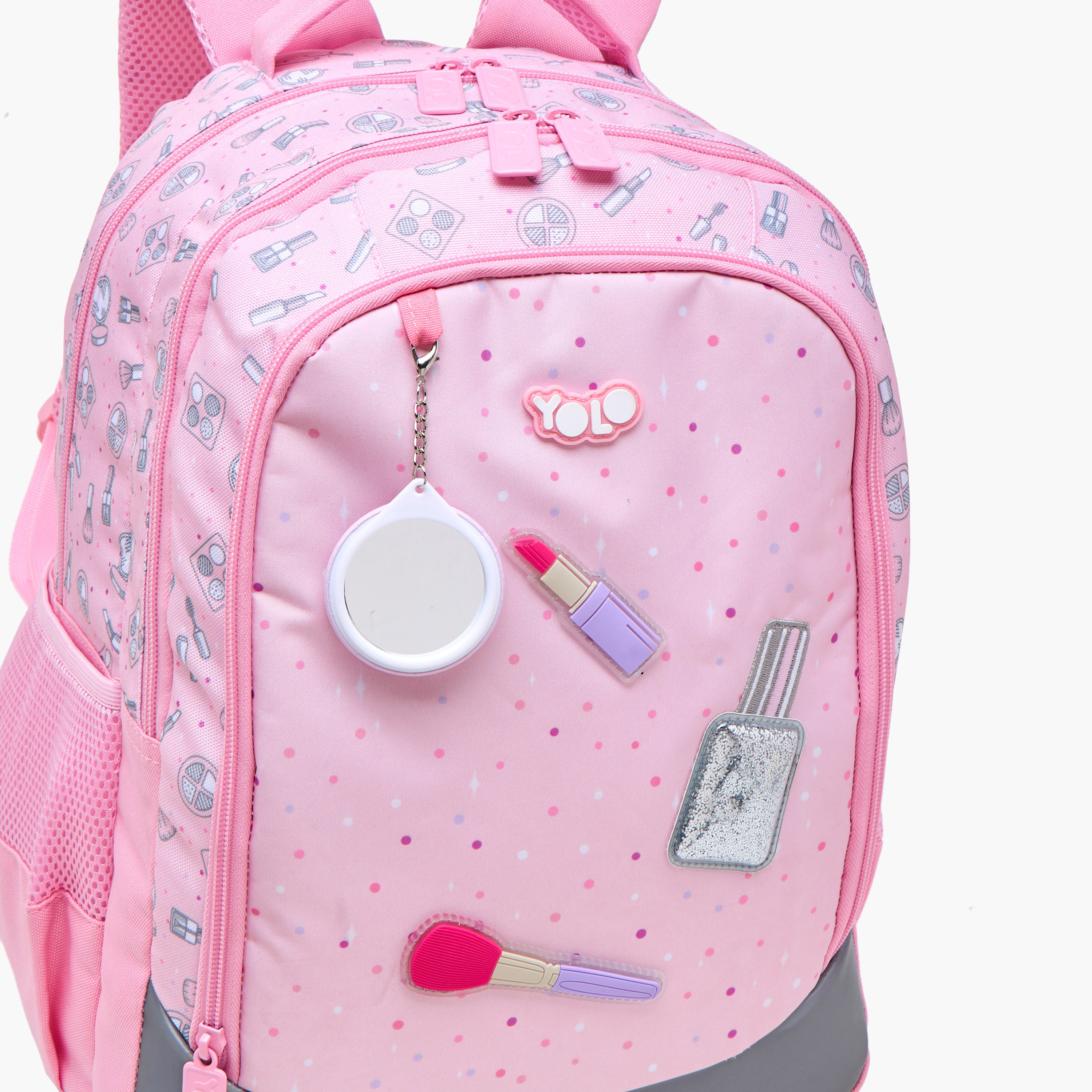 Yolo Applique Detail Backpack with Adjustable Straps and Zip Closure - 30x40x20 cms-school-bagsandbackpacks-backpacks-image-8