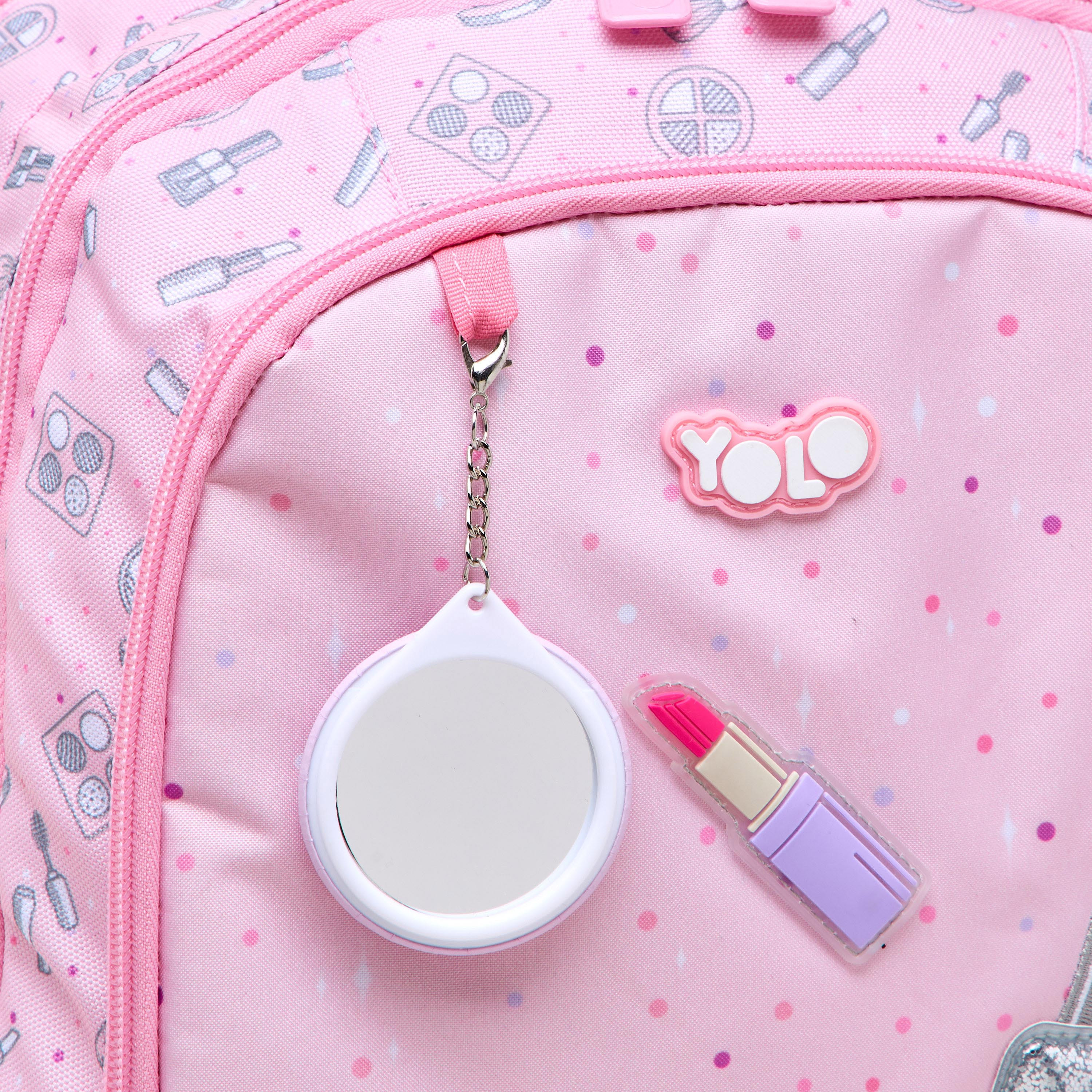 Yolo Applique Detail Backpack with Adjustable Straps and Zip Closure - 30x40x20 cms-school-bagsandbackpacks-backpacks-image-9