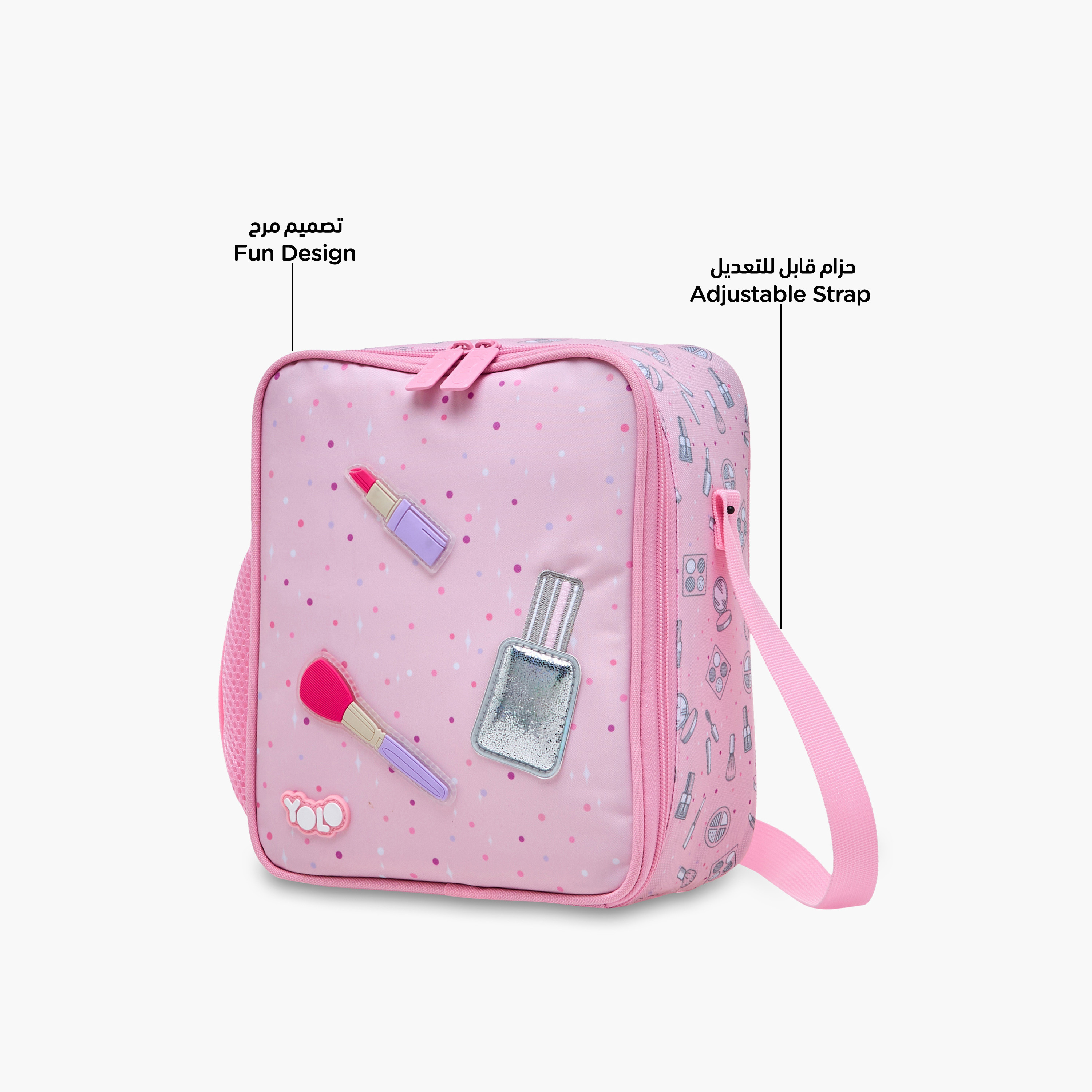 Yolo Applique Detail Lunch Bag with Adjustable Strap and Zip Closure-school-lunchessentials-lunchbags-image-6