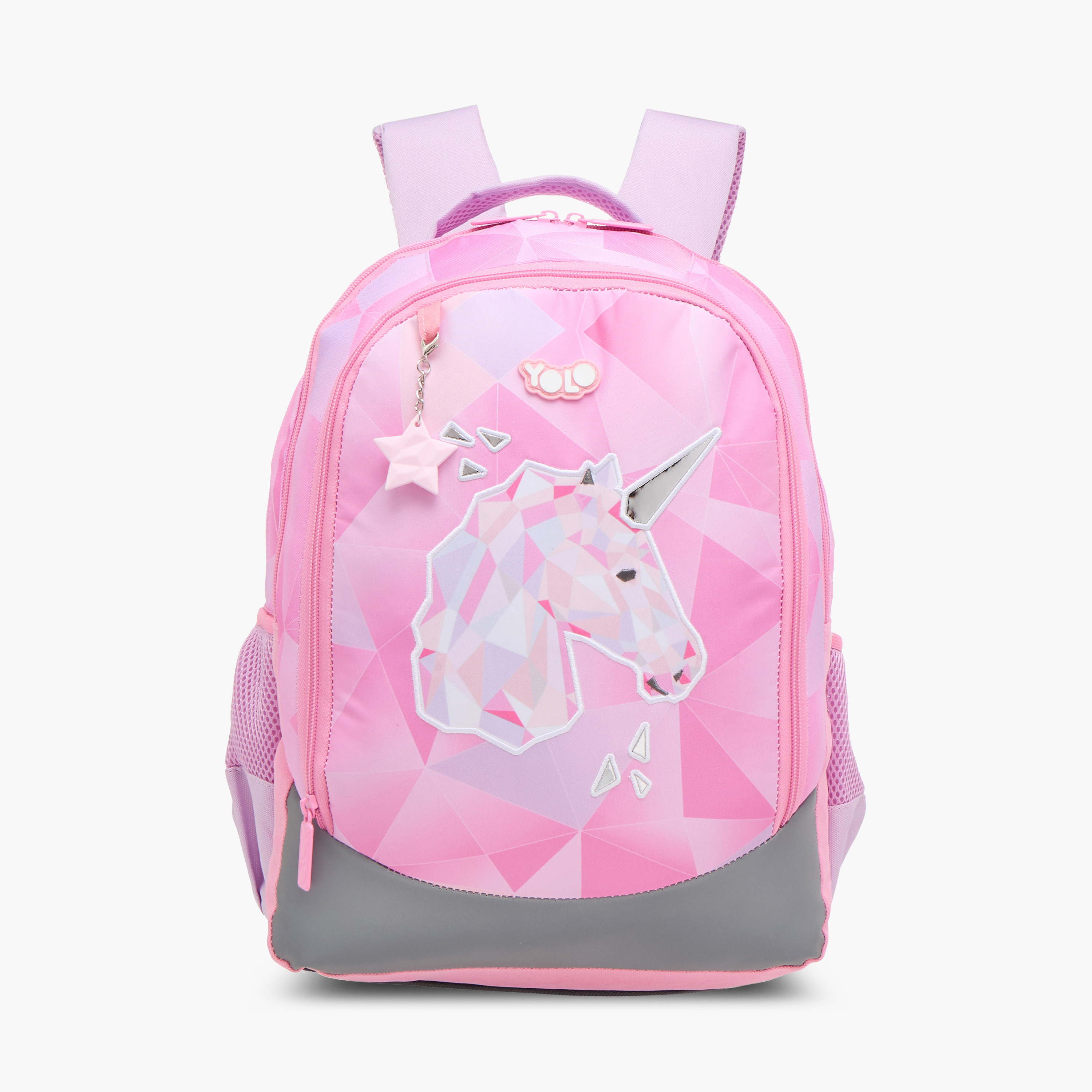 Yolo Unicorn Print Backpack with Adjustable Straps and Zip Closure - 30x40x20 cms-promo_LS20_OMN-image-1