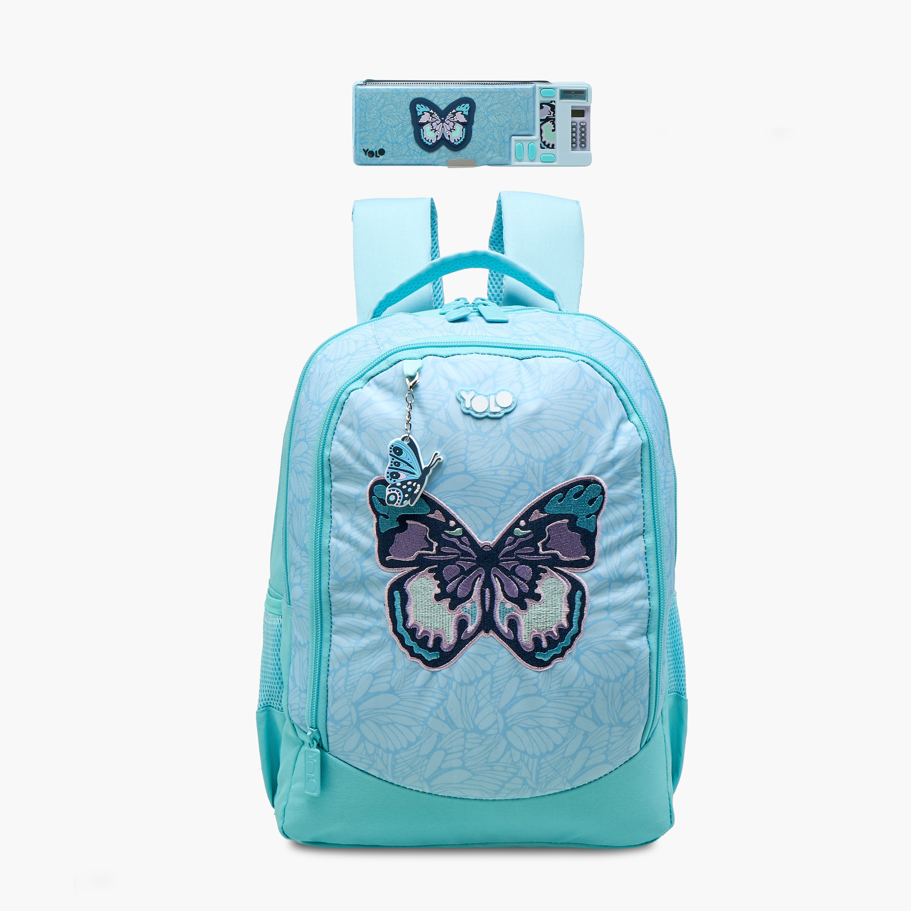Yolo Butterfly Print Backpack with Zip Closure and Laptop Compartment - 30x40x20 cms-school-bagsandbackpacks-backpacks-image-1