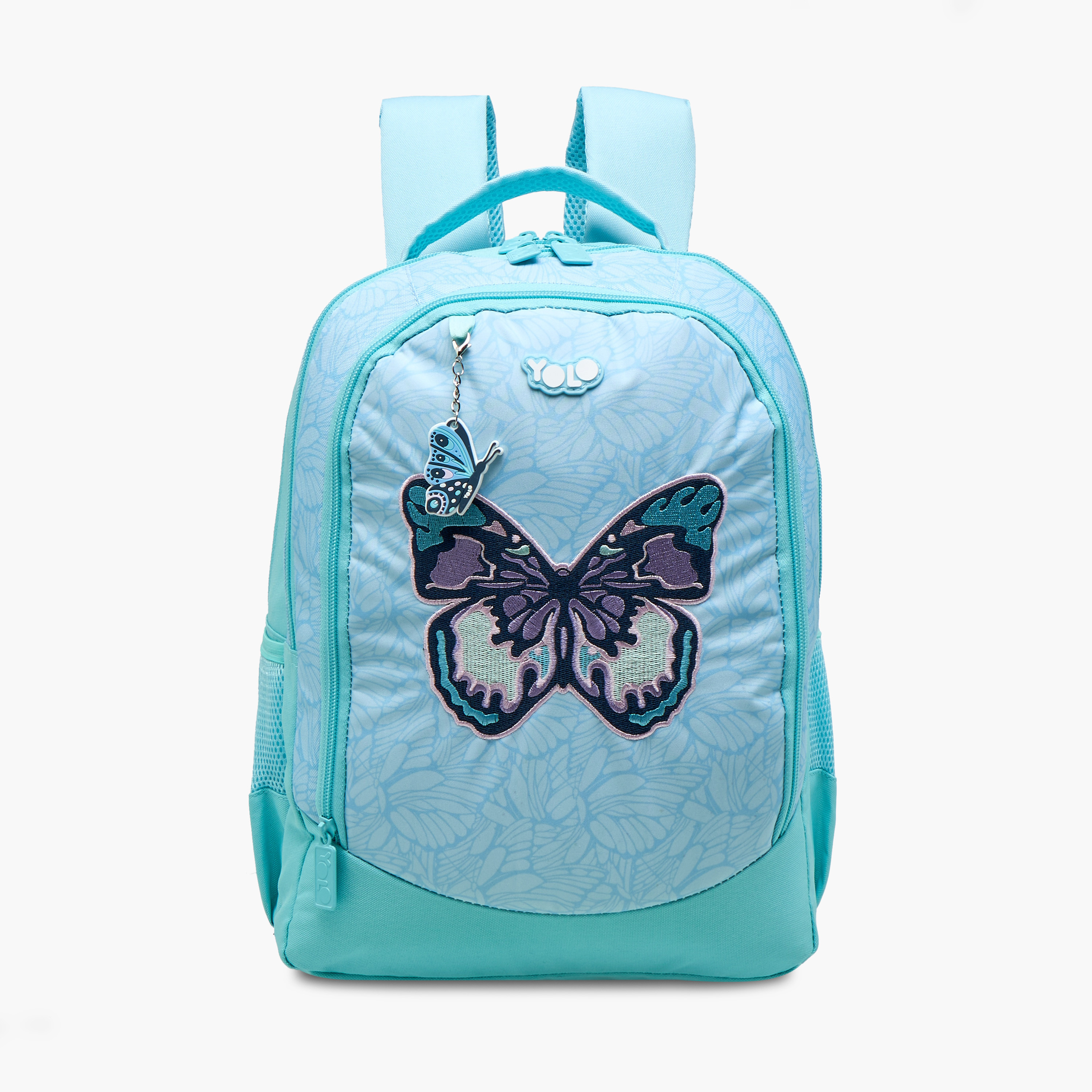 Yolo Butterfly Print Backpack with Zip Closure and Laptop Compartment - 30x40x20 cms-school-bagsandbackpacks-backpacks-image-2