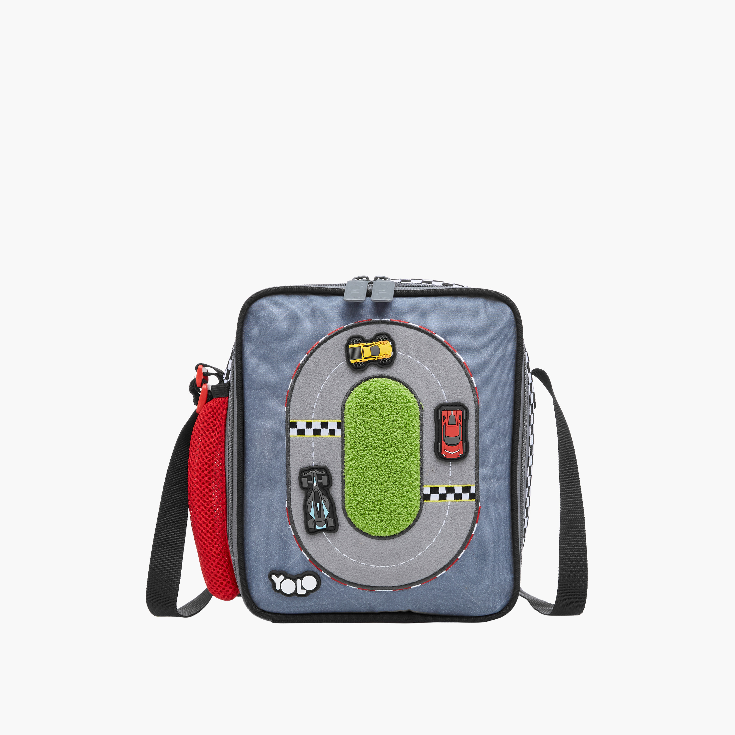 Yolo Race Track Applique Lunch Bag with Adjustable Strap and Zip Closure-school-lunchessentials-lunchbags-image-1