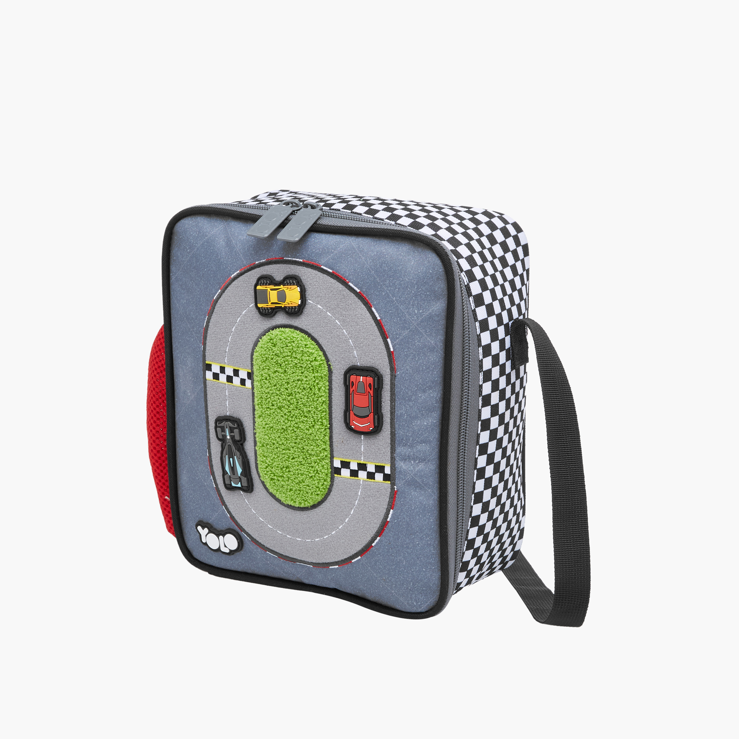Yolo Race Track Applique Lunch Bag with Adjustable Strap and Zip Closure-school-lunchessentials-lunchbags-image-2