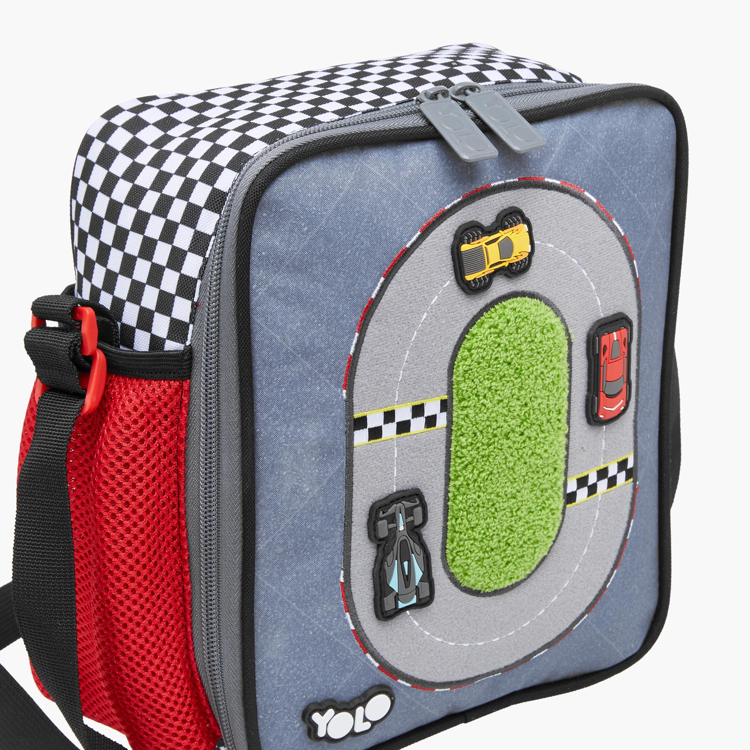 Yolo Race Track Applique Lunch Bag with Adjustable Strap and Zip Closure-school-lunchessentials-lunchbags-image-4