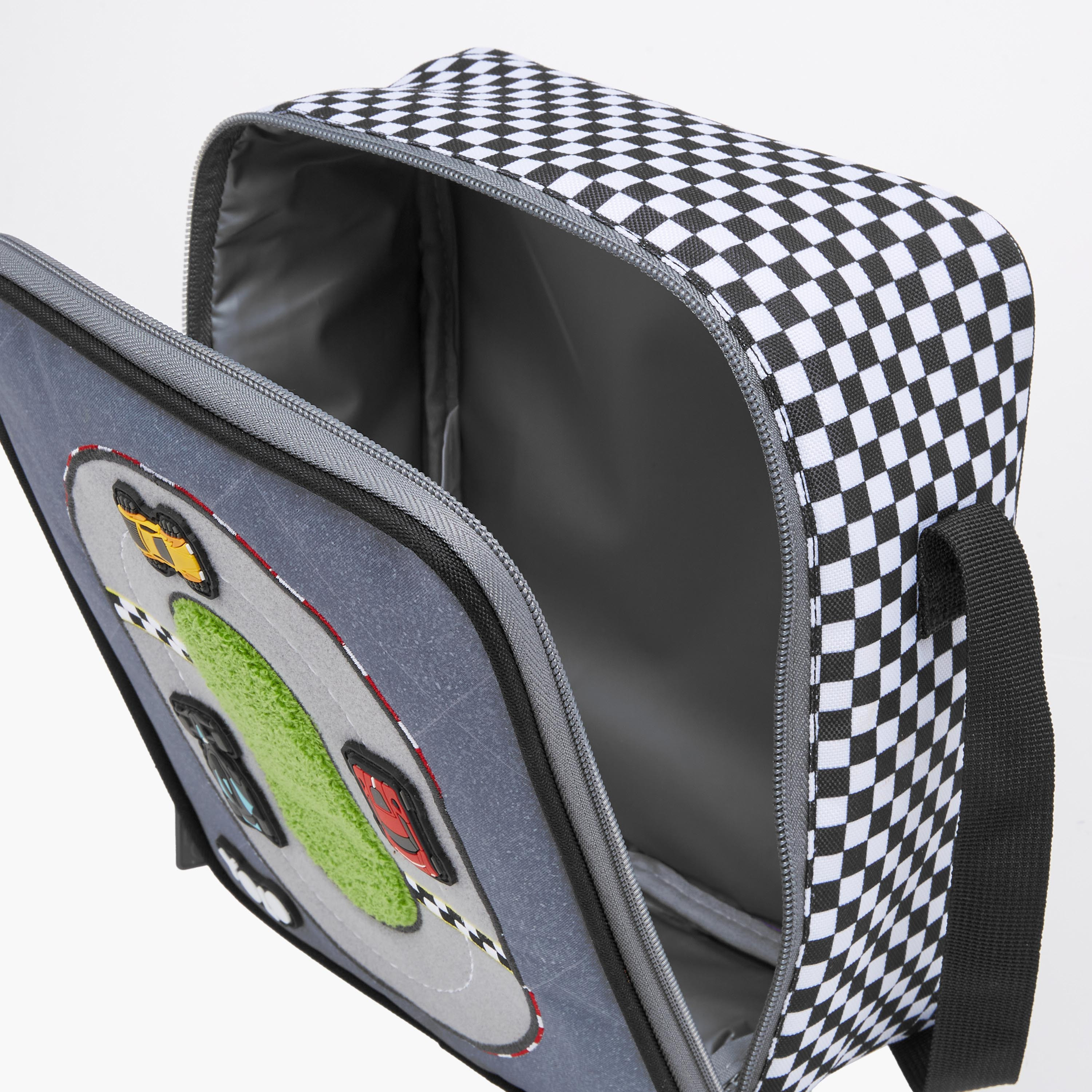 Yolo Race Track Applique Lunch Bag with Adjustable Strap and Zip Closure-school-lunchessentials-lunchbags-image-6