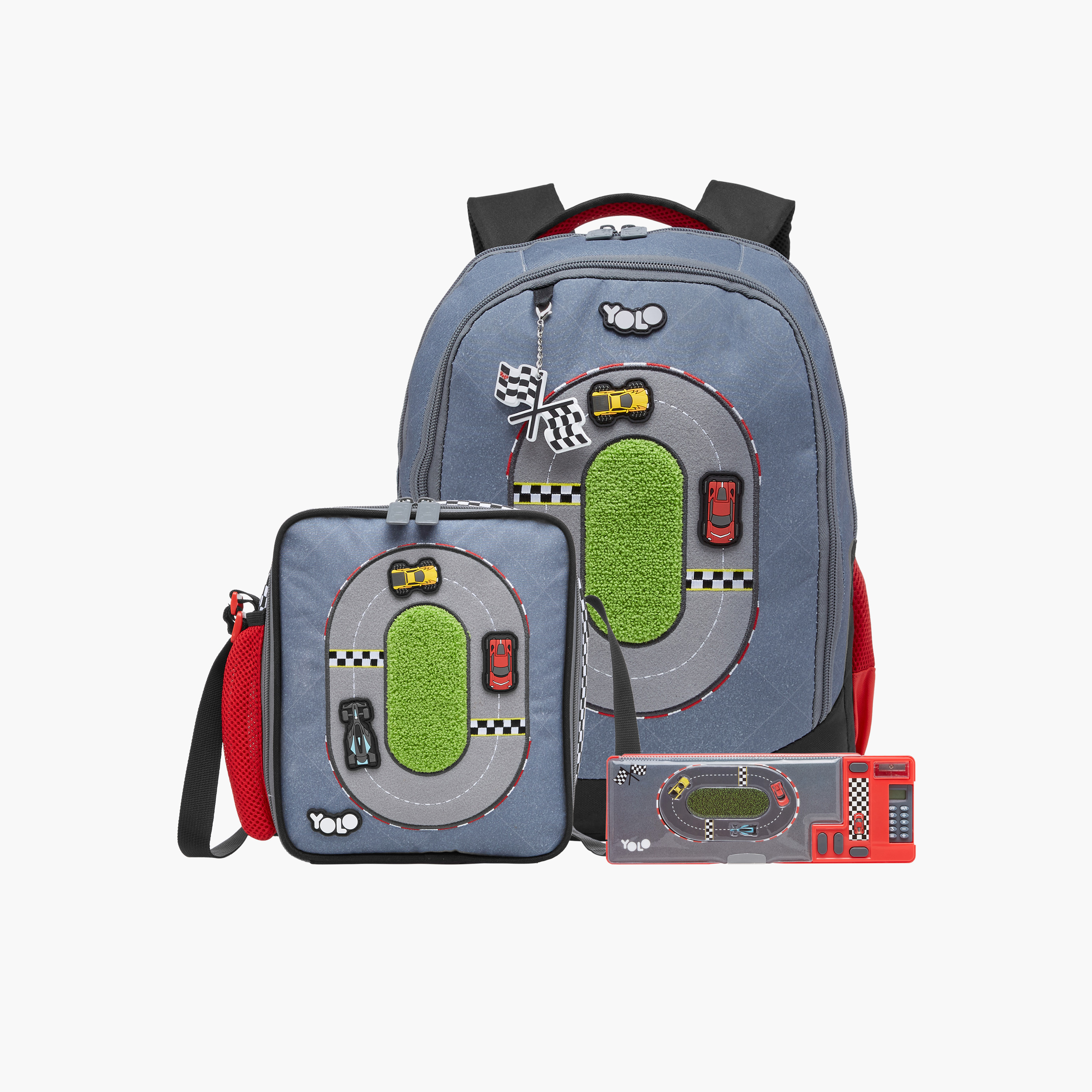 Yolo Race Track Applique Lunch Bag with Adjustable Strap and Zip Closure-school-lunchessentials-lunchbags-image-7