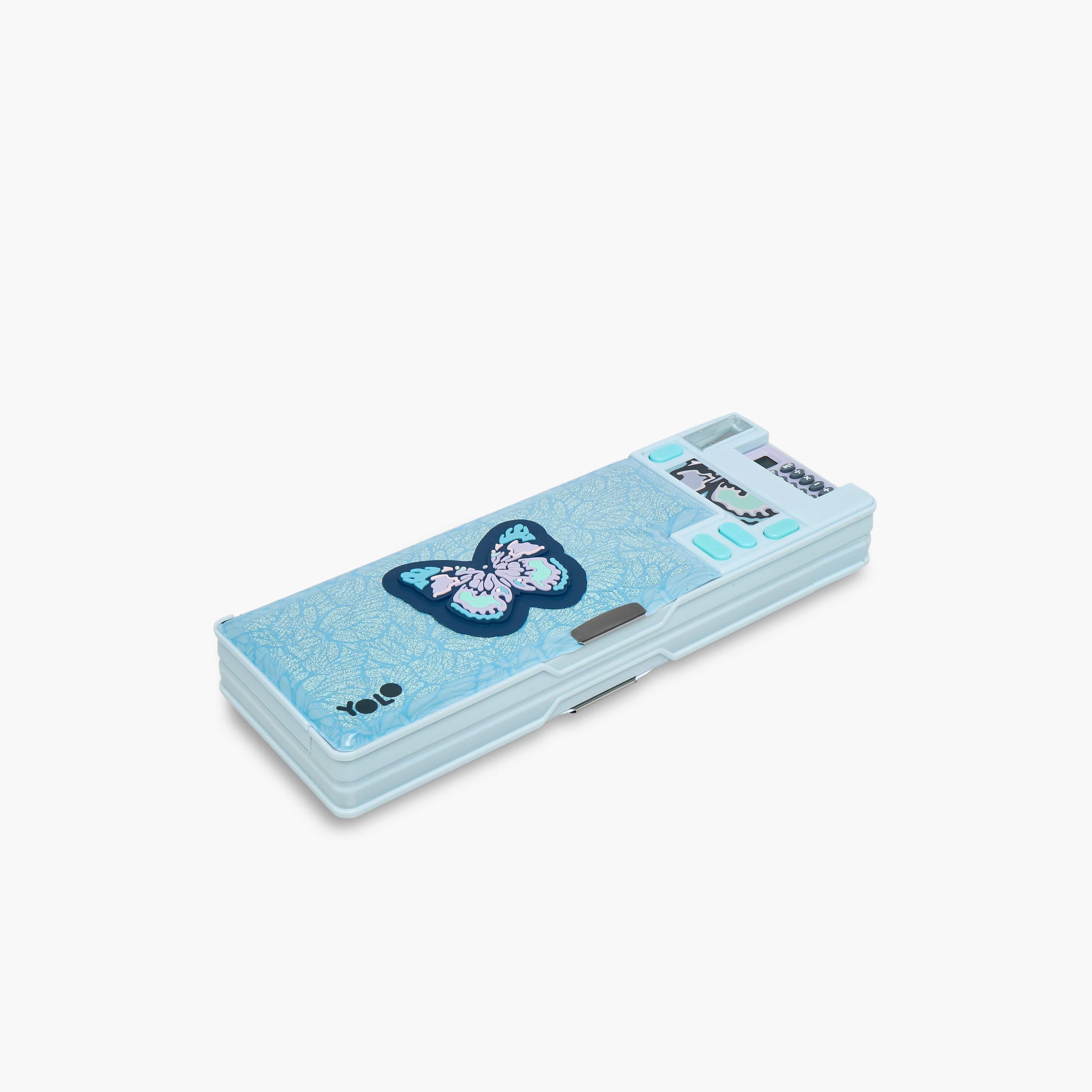 Yolo Butterfly Print Pencil Box with Calculator and Sharpener-school-stationery-pencilcases-image-2