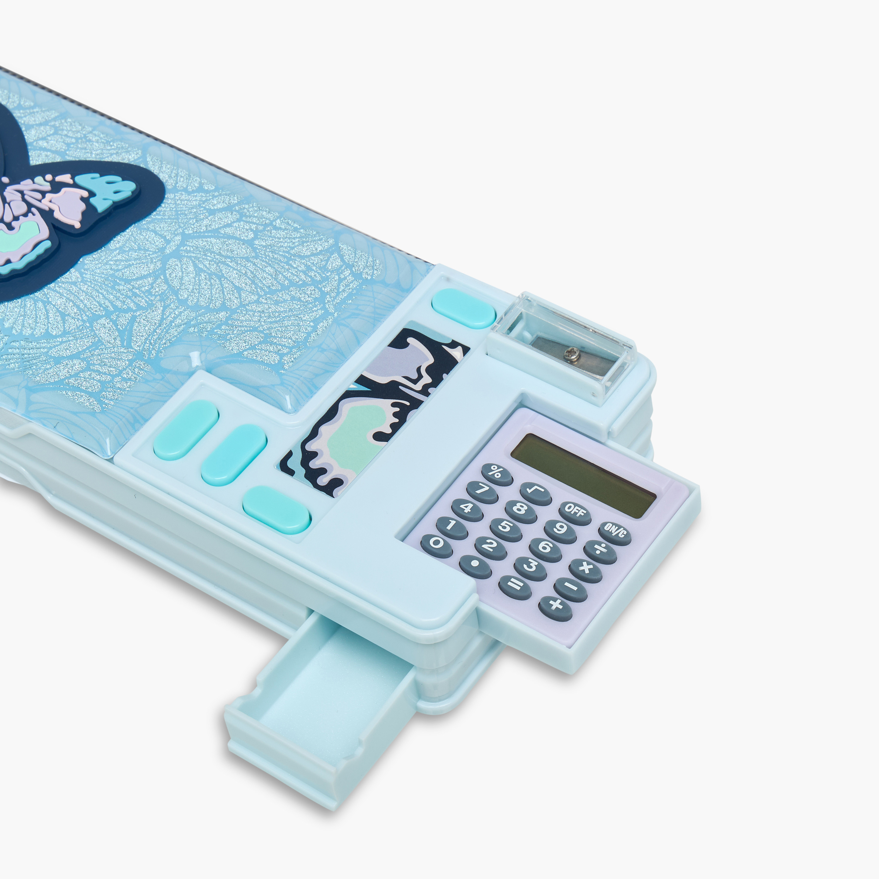 Yolo Butterfly Print Pencil Box with Calculator and Sharpener-school-stationery-pencilcases-image-4