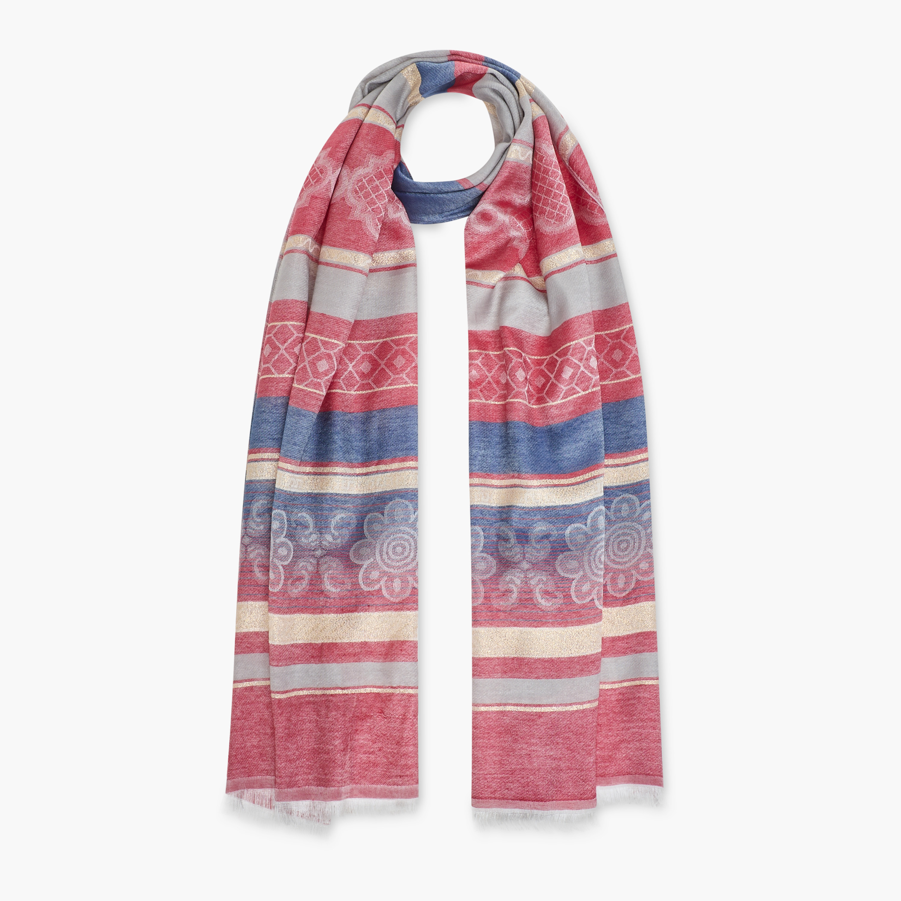 وشاح مخطط بشراشيب من زورا-women-clothingaccessories-scarves-image-1