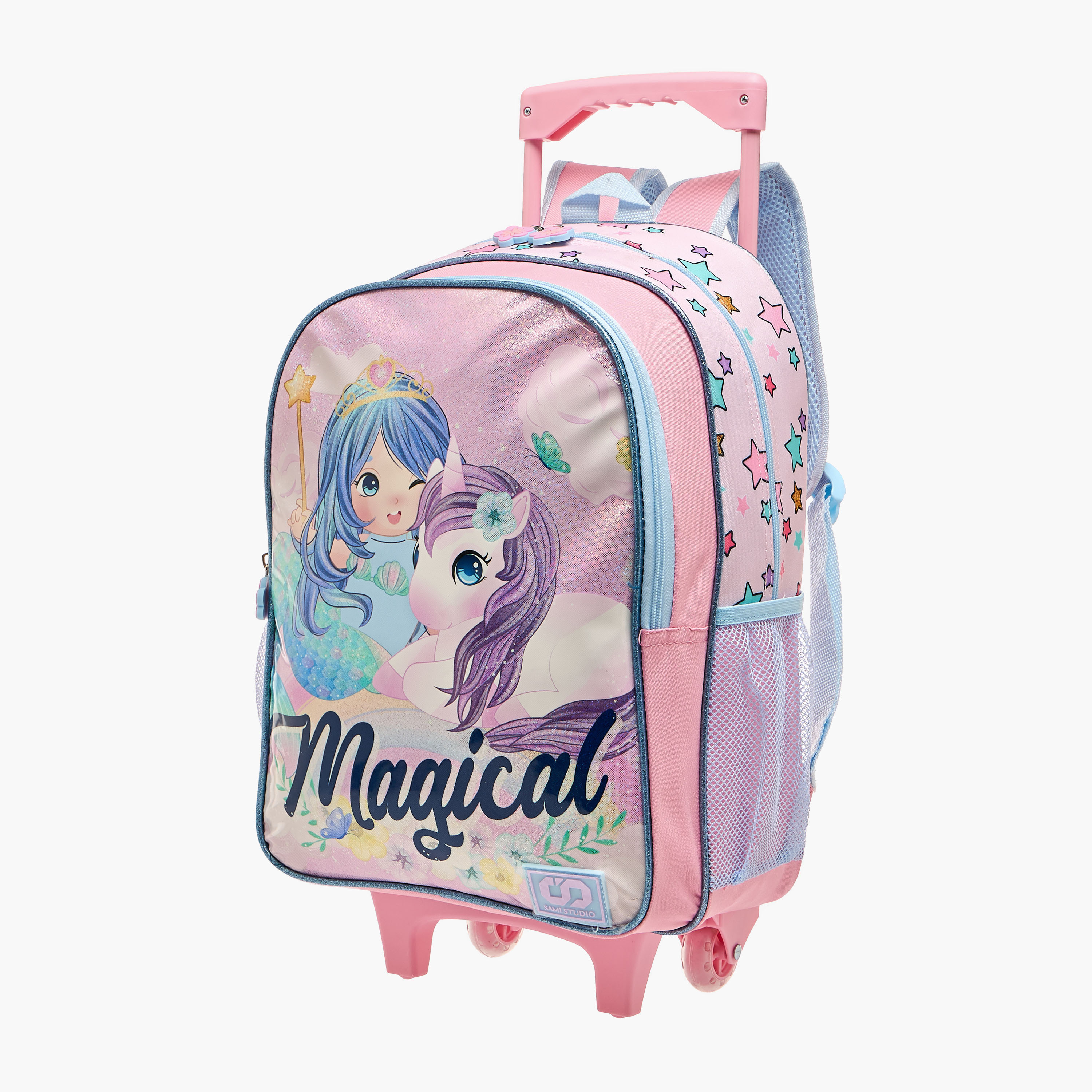 SAMI STUDIO Mermaid Trolley Bag for Girls 5-8 Years with Padded Shoulder Straps -school-bagsandbackpacks-trolleybags-image-4