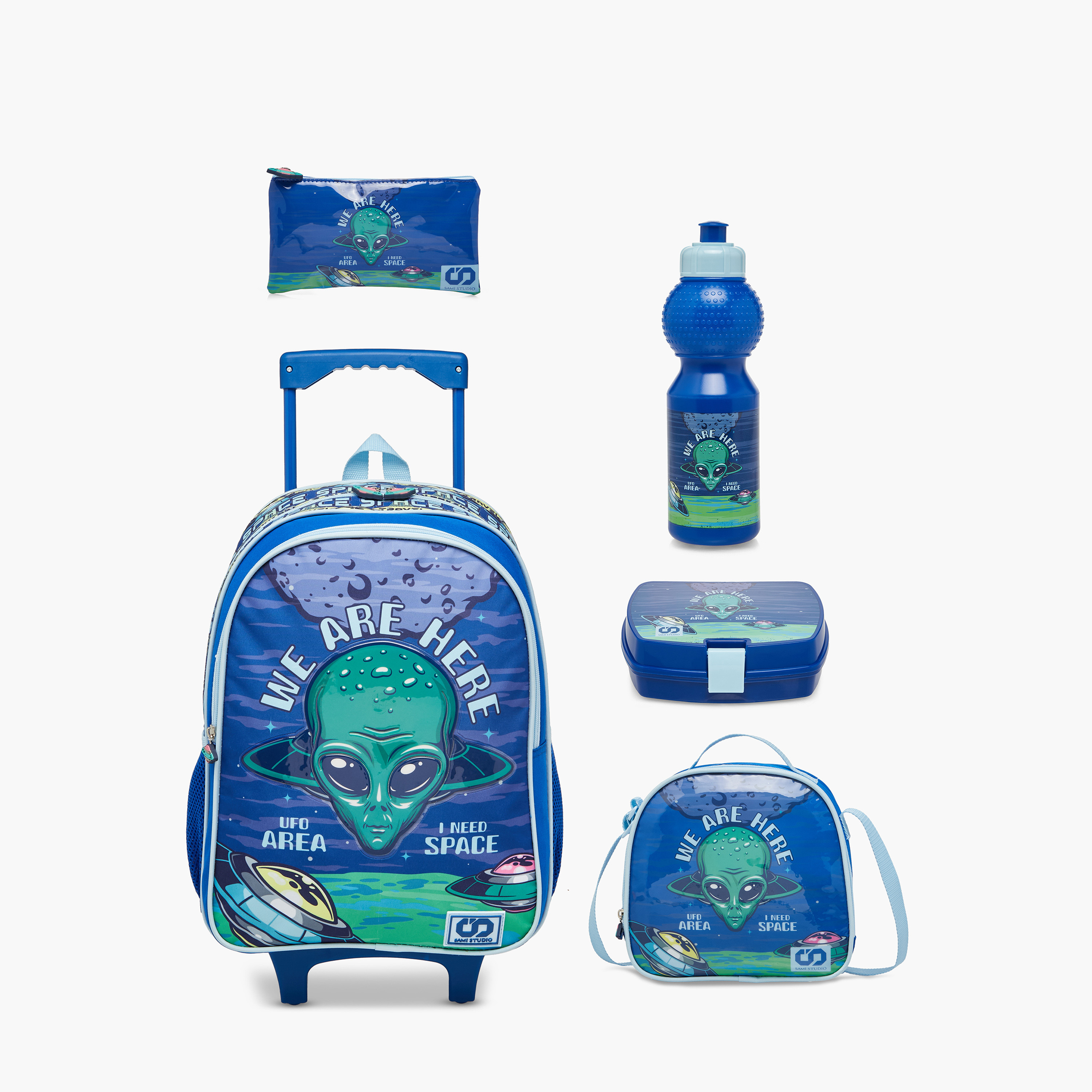 SAMI STUDIO Space 5-Piece School Trolley Bag Set for Kids 5-8 Years with Lunch Bag and Pencil Pouch -school-bagsandbackpacks-trolleybags-image-1