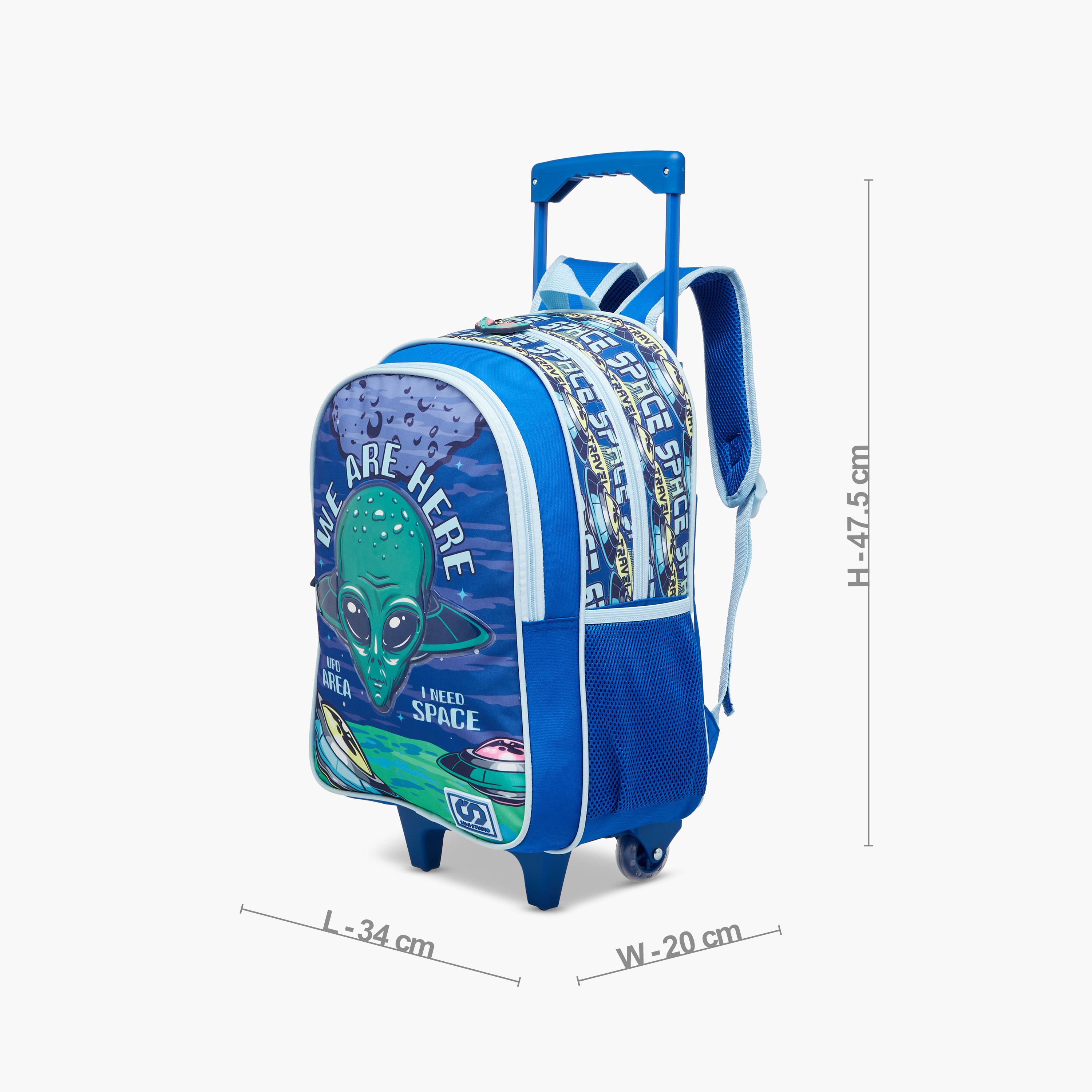 SAMI STUDIO Space 5-Piece School Trolley Bag Set for Kids 5-8 Years with Lunch Bag and Pencil Pouch -school-bagsandbackpacks-trolleybags-image-3