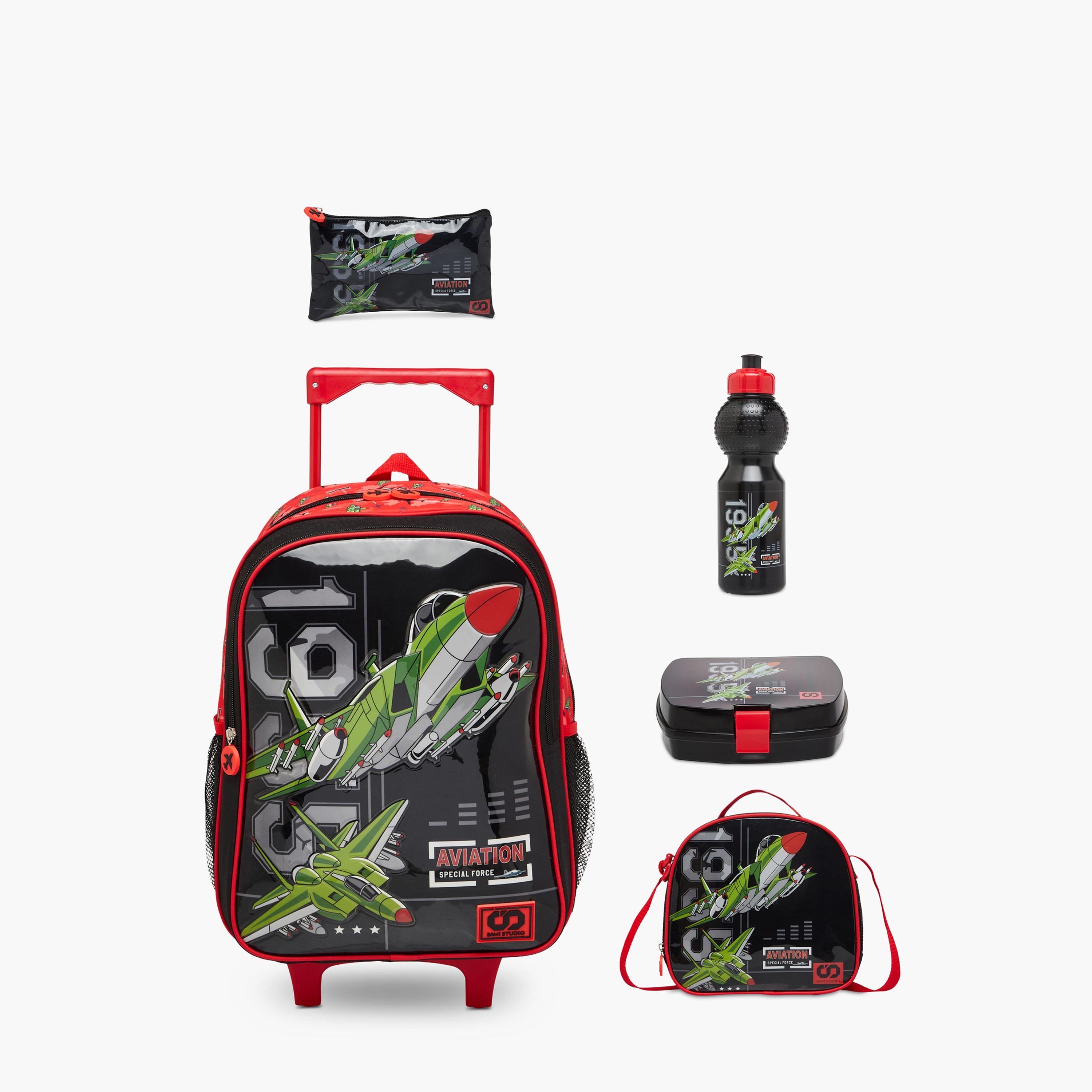 SAMI STUDIO Space 5-Piece School Trolley Bag Set for Kids 5-8 Years with Lunch Bag and Pencil Pouch -promo_LS20_OMN-image-1