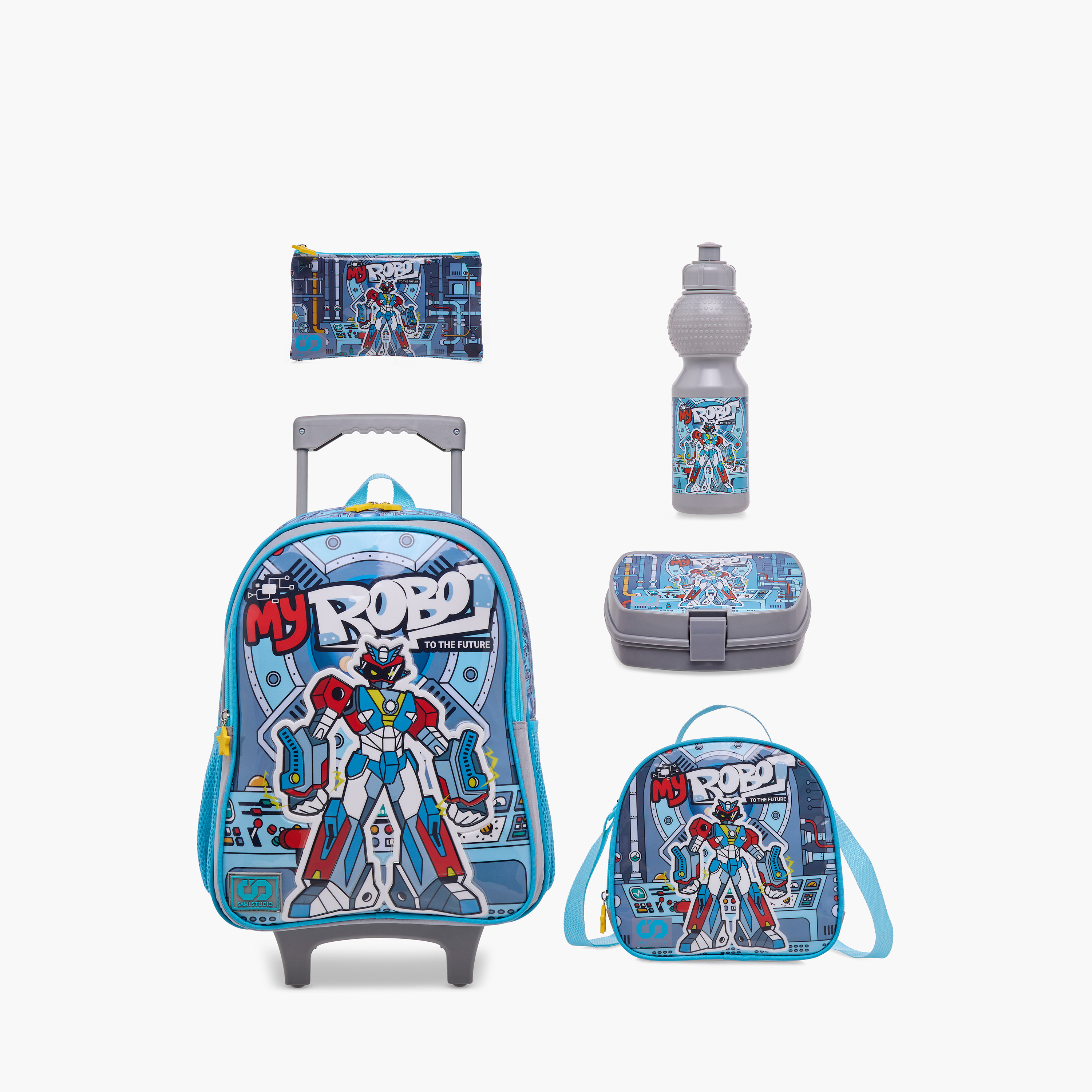 SAMI STUDIO Gaming 5-Piece School Trolley Bag Set for Kids 5-8 Years with Lunch Bag and Pencil Pouch -promo_LS20_OMN-image-1