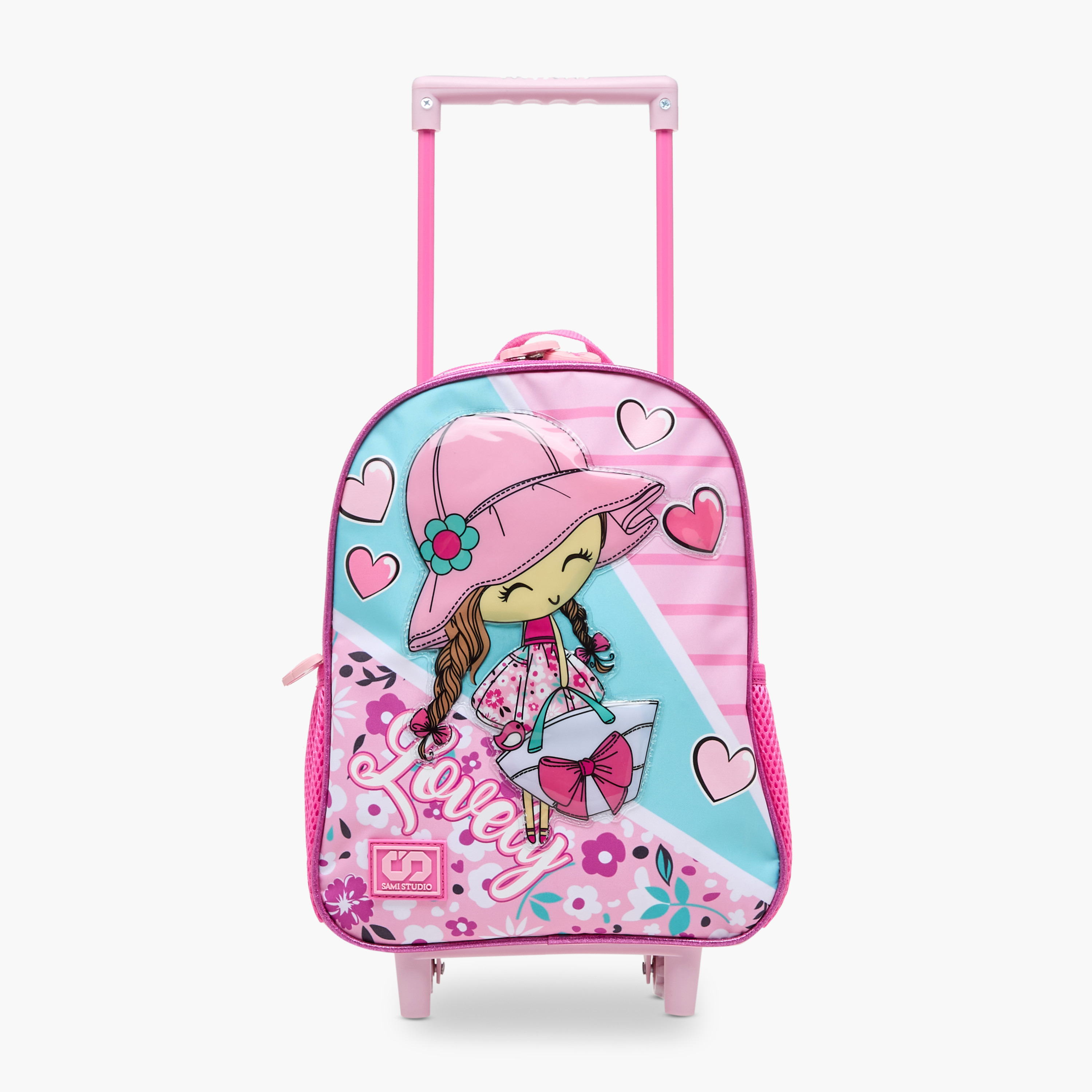 SAMI STUDIO Printed 3-Piece School Trolley Bag Set for Girls 2-5 Years with Lunch Bag and Pencil Pouch -school-bagsandbackpacks-trolleybags-image-13