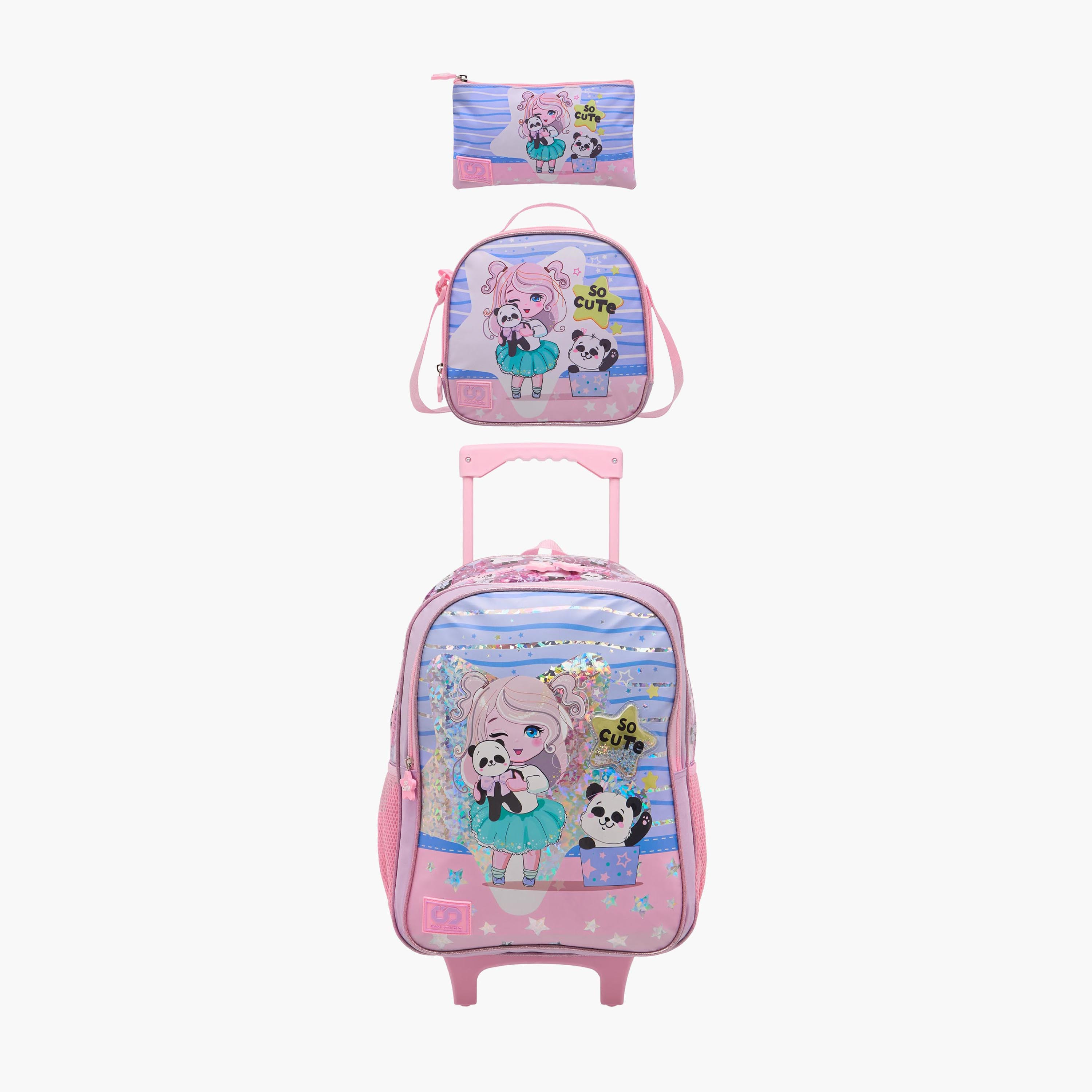 SAMI STUDIO Printed 3-Piece School Trolley Bag Set for Girls 5-8 Years with Lunch Bag and Pencil Pouch -school-bagsandbackpacks-trolleybags-image-1