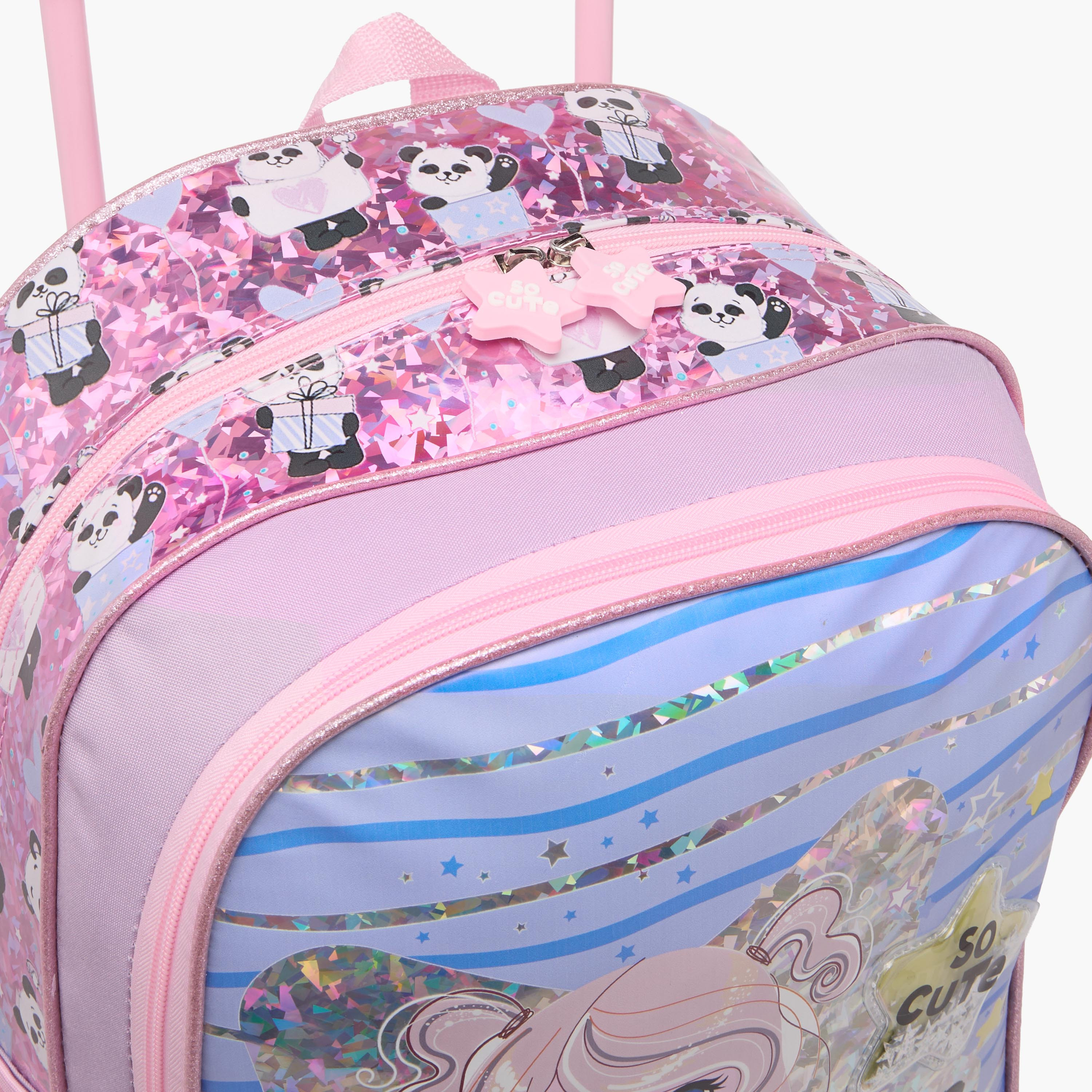 SAMI STUDIO Printed 3-Piece School Trolley Bag Set for Girls 5-8 Years with Lunch Bag and Pencil Pouch -school-bagsandbackpacks-trolleybags-image-9