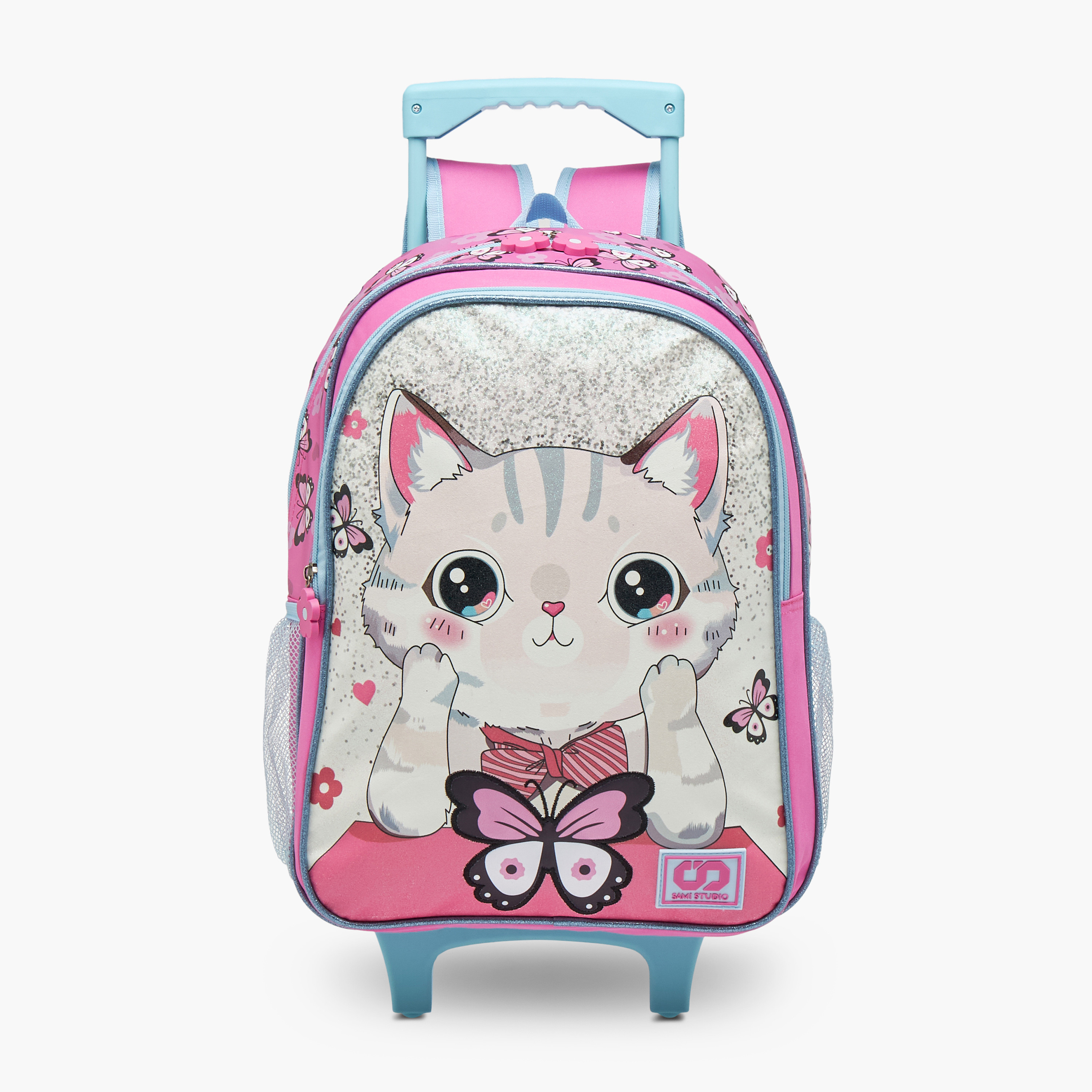 SAMI STUDIO Cats Trolley Bag for Girls 5-8 Years with Padded Shoulder Straps -school-bagsandbackpacks-trolleybags-image-2
