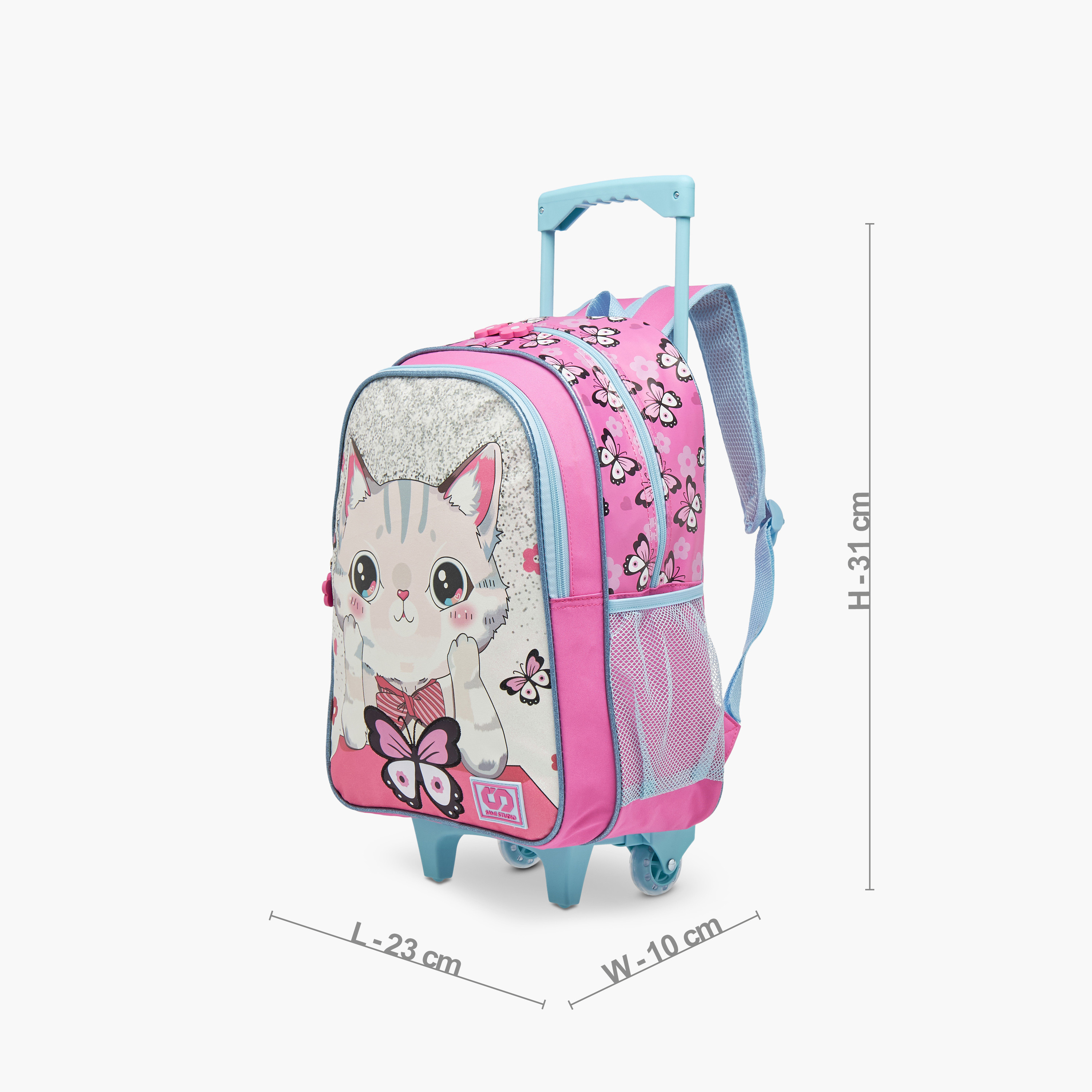 SAMI STUDIO Cats Trolley Bag for Girls 5-8 Years with Padded Shoulder Straps -school-bagsandbackpacks-trolleybags-image-3