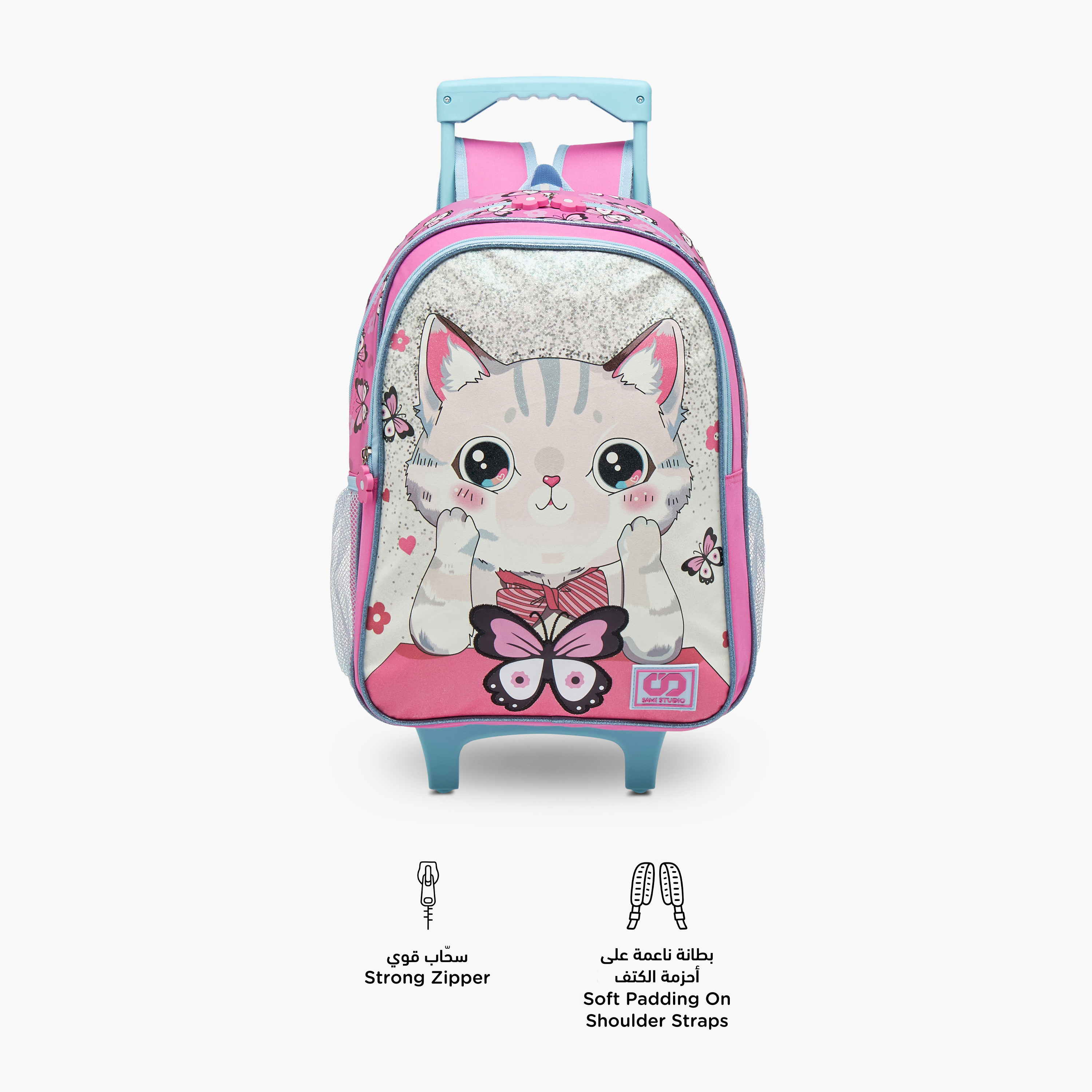 SAMI STUDIO Cats Trolley Bag for Girls 5-8 Years with Padded Shoulder Straps -school-bagsandbackpacks-trolleybags-image-5