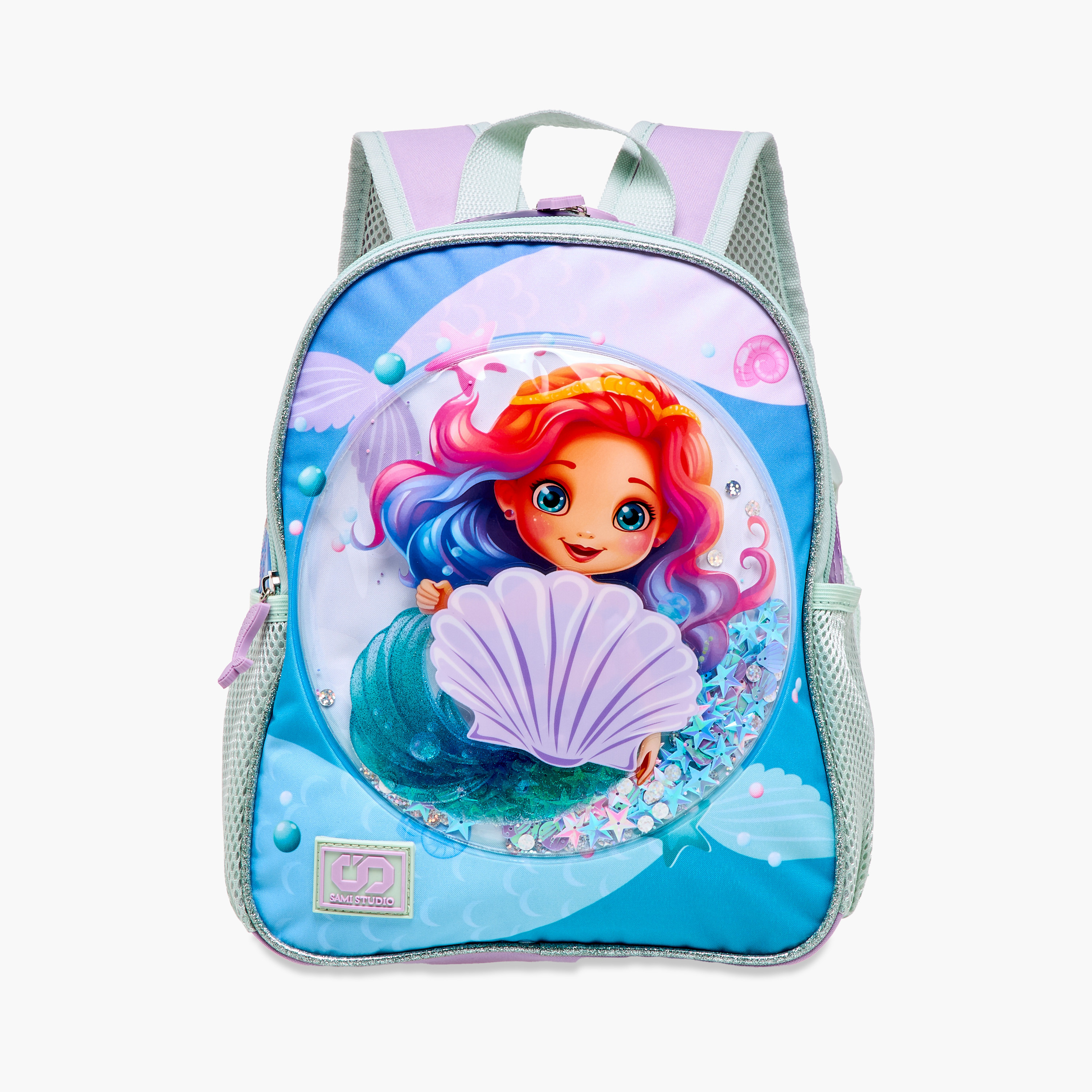 طقم شنطة ظهر 16 بوصة بطبعات حورية البحر 3 قطع من سامي ستوديو - 31x23x10 سم-school-bagsandbackpacks-backpacks-image-4