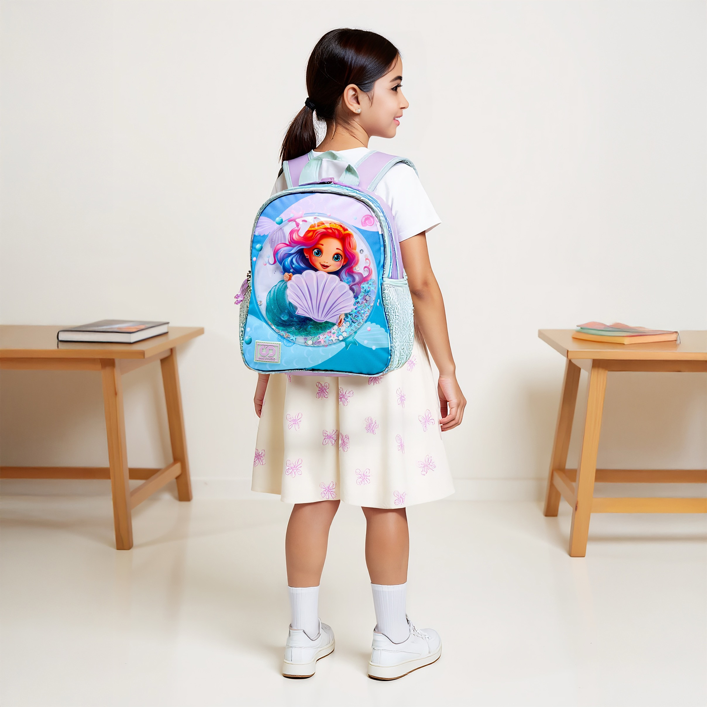 طقم شنطة ظهر 16 بوصة بطبعات حورية البحر 3 قطع من سامي ستوديو - 31x23x10 سم-school-bagsandbackpacks-backpacks-image-3