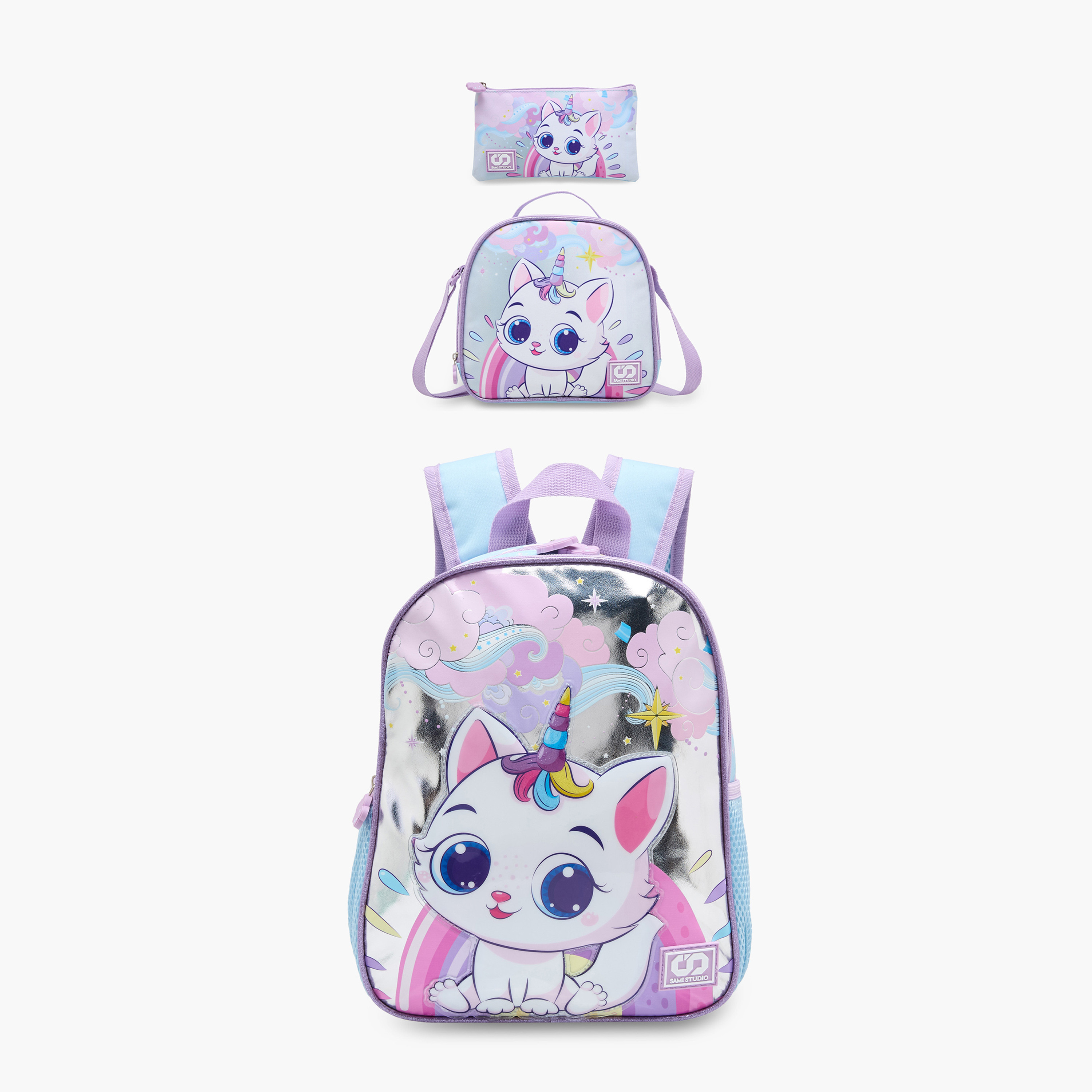 SAMI STUDIO 3-Piece Caticorn Print 12-inch Backpack Set - 31x23x10 cms-school-bagsandbackpacks-backpacks-image-1