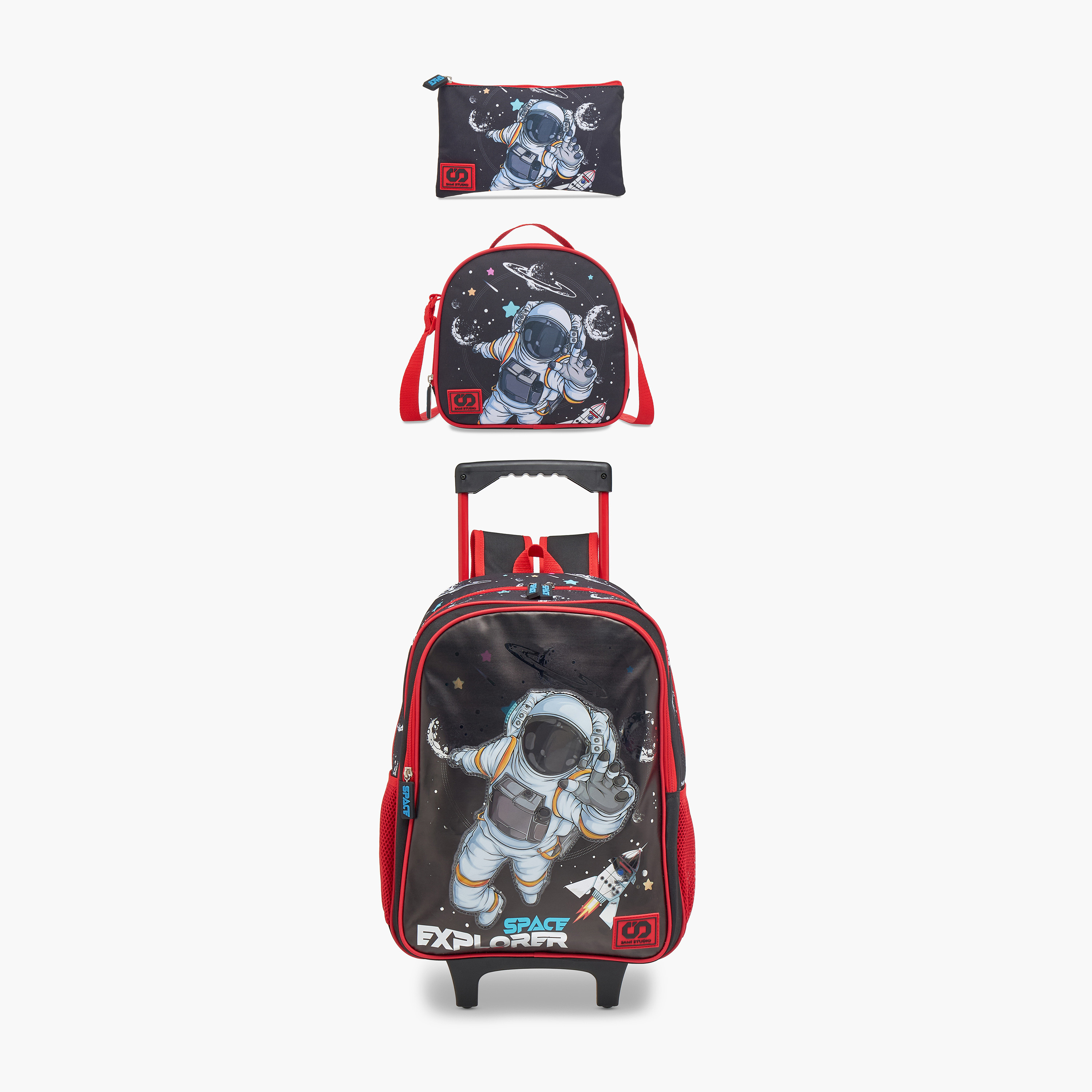 SAMI STUDIO Space 3-Piece School Trolley Bag Set for Kids 5-8 Years with Lunch Bag and Pencil Pouch -school-bagsandbackpacks-trolleybags-image-1
