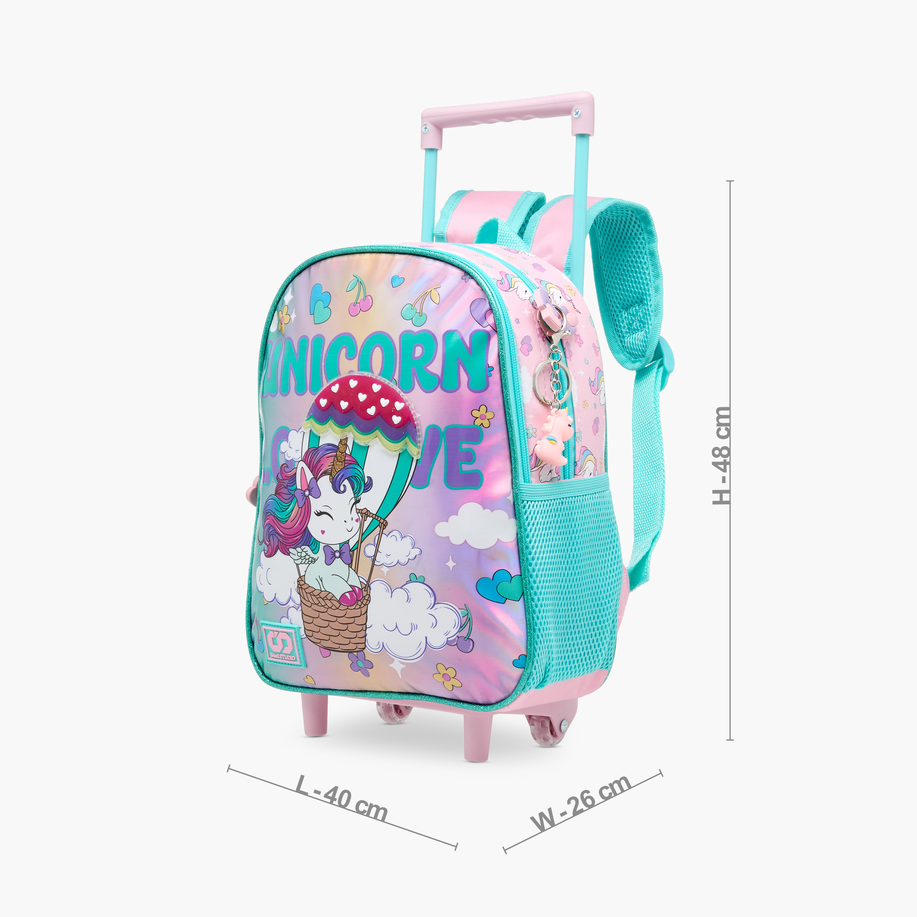 SAMI STUDIO Unicorn Trolley Bag for Girls 2-5 Years with Padded Shoulder Straps -school-bagsandbackpacks-trolleybags-image-2