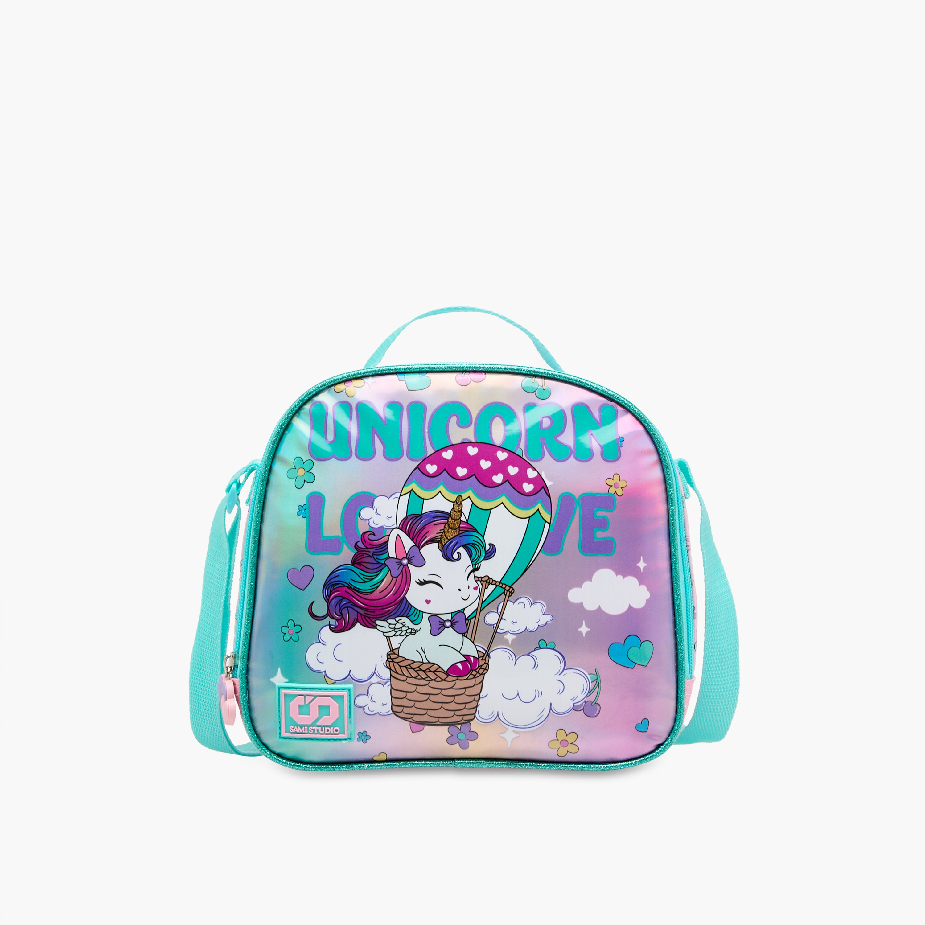 SAMI STUDIO Unicorn Print Lunch Bag with Adjustable Strap and Zip Closure-school-lunchessentials-lunchbags-image-1