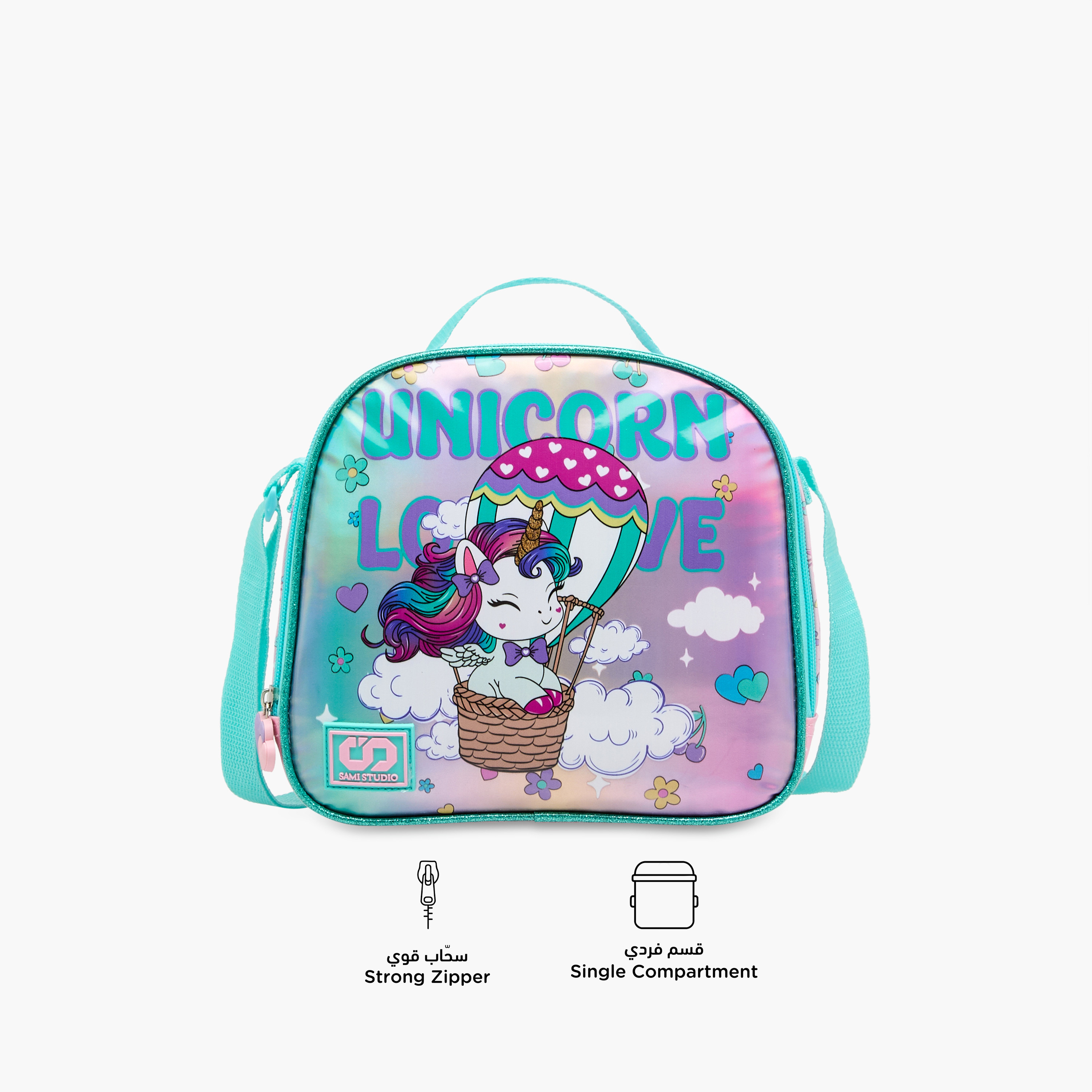 SAMI STUDIO Unicorn Print Lunch Bag with Adjustable Strap and Zip Closure-school-lunchessentials-lunchbags-image-4