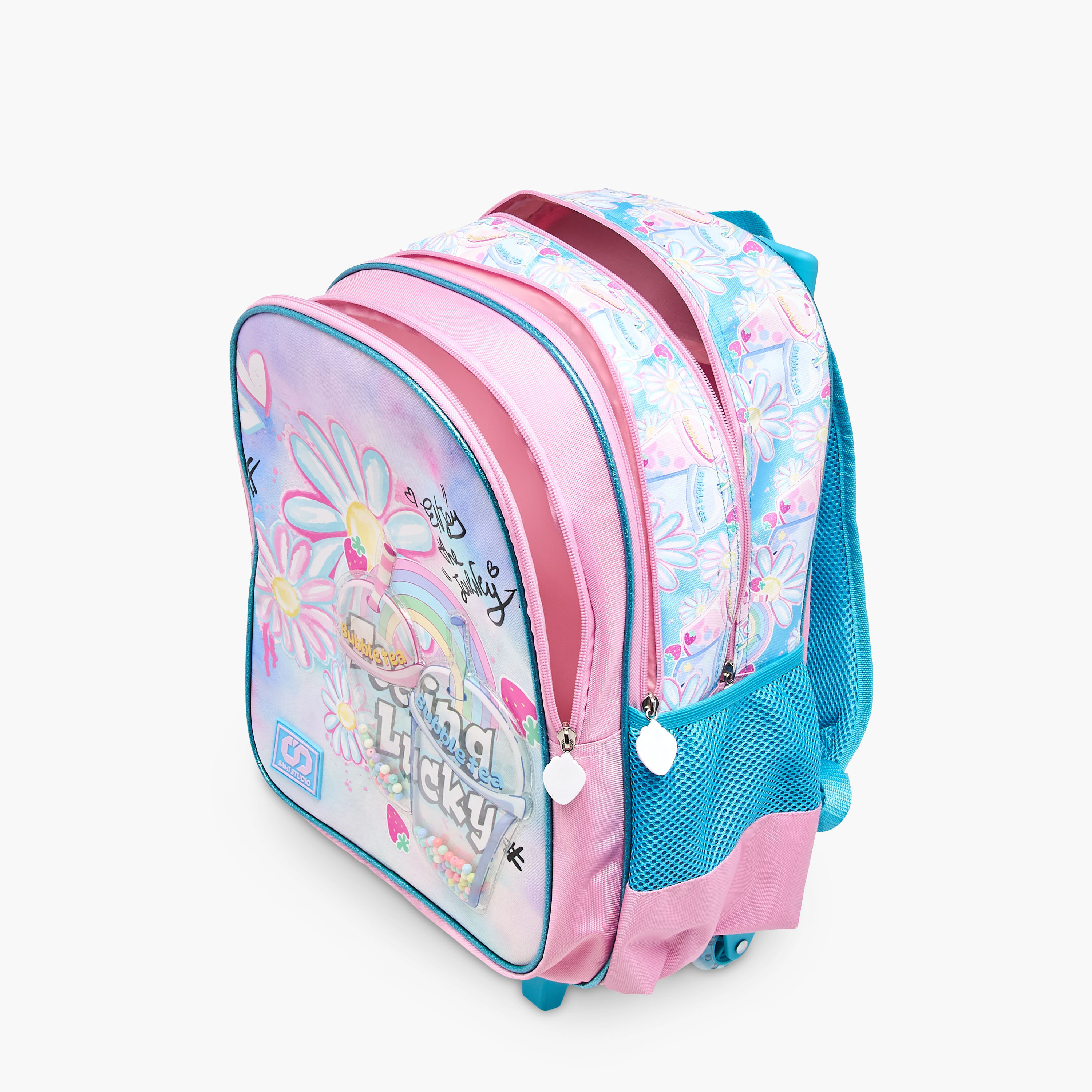 SAMI STUDIO Floral Trolley Bag for Girls 5-8 Years with Padded Shoulder Straps -school-bagsandbackpacks-trolleybags-image-14