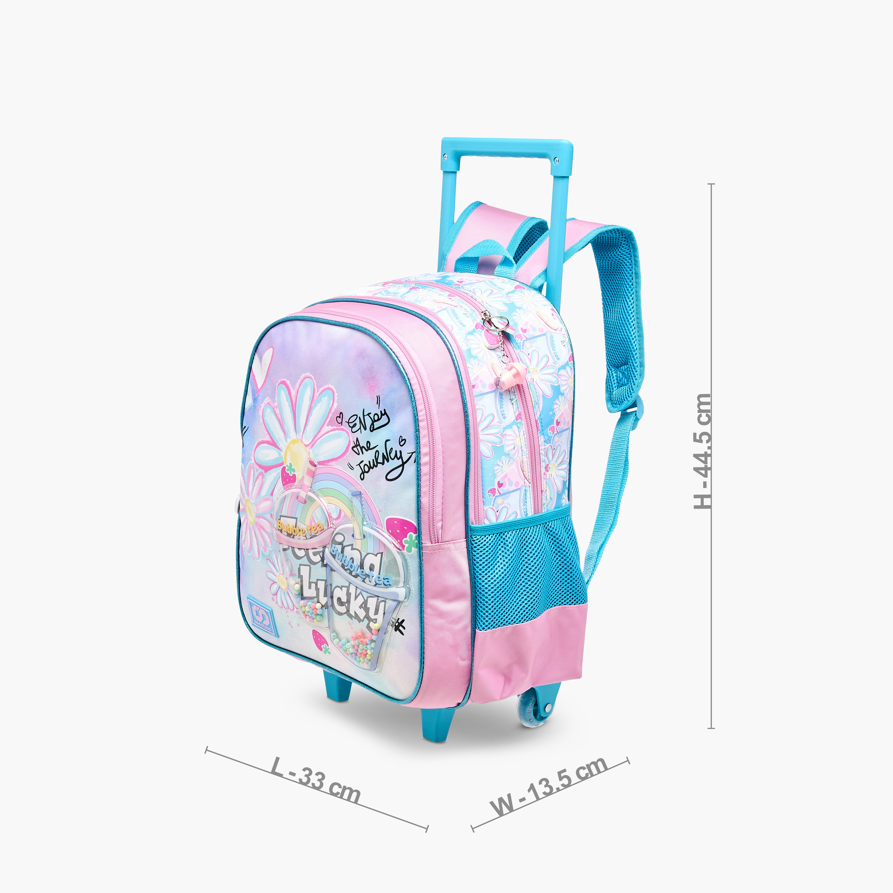 SAMI STUDIO Floral Trolley Bag for Girls 5-8 Years with Padded Shoulder Straps -school-bagsandbackpacks-trolleybags-image-2