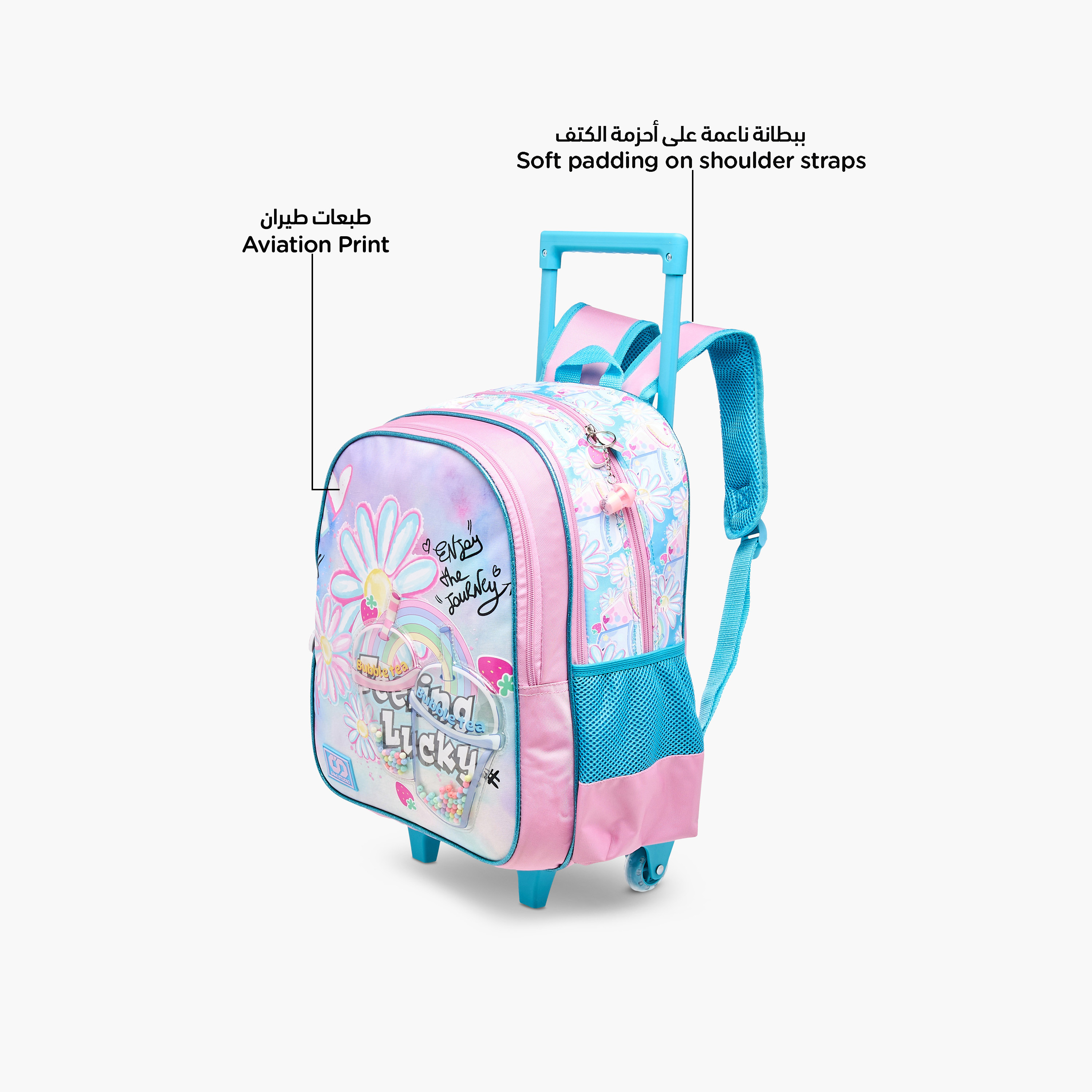 SAMI STUDIO Floral Trolley Bag for Girls 5-8 Years with Padded Shoulder Straps -school-bagsandbackpacks-trolleybags-image-6