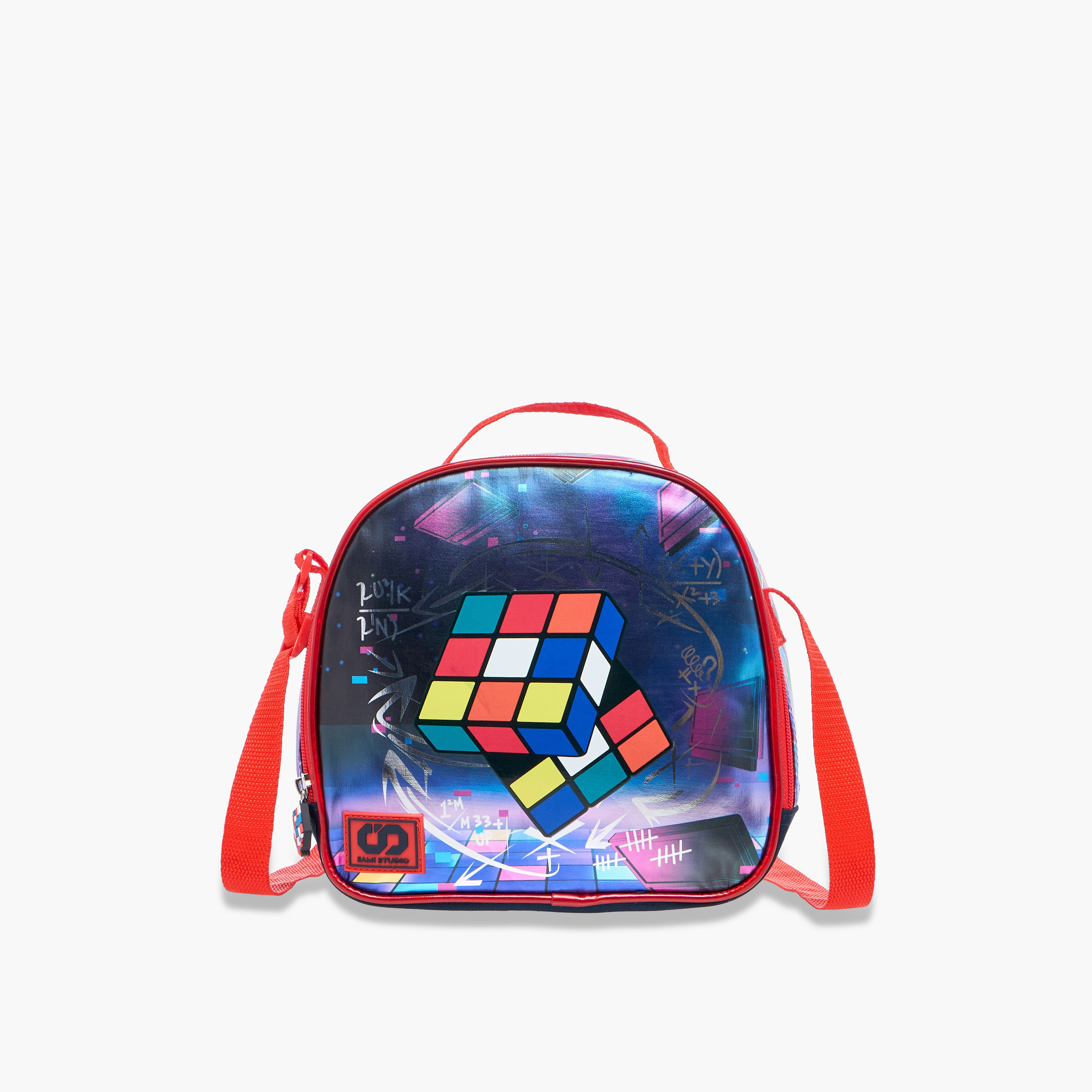 SAMI STUDIO Rubik's Cube Print Lunch Bag with Adjustable Strap and Zip Closure-school-lunchessentials-lunchbags-image-1