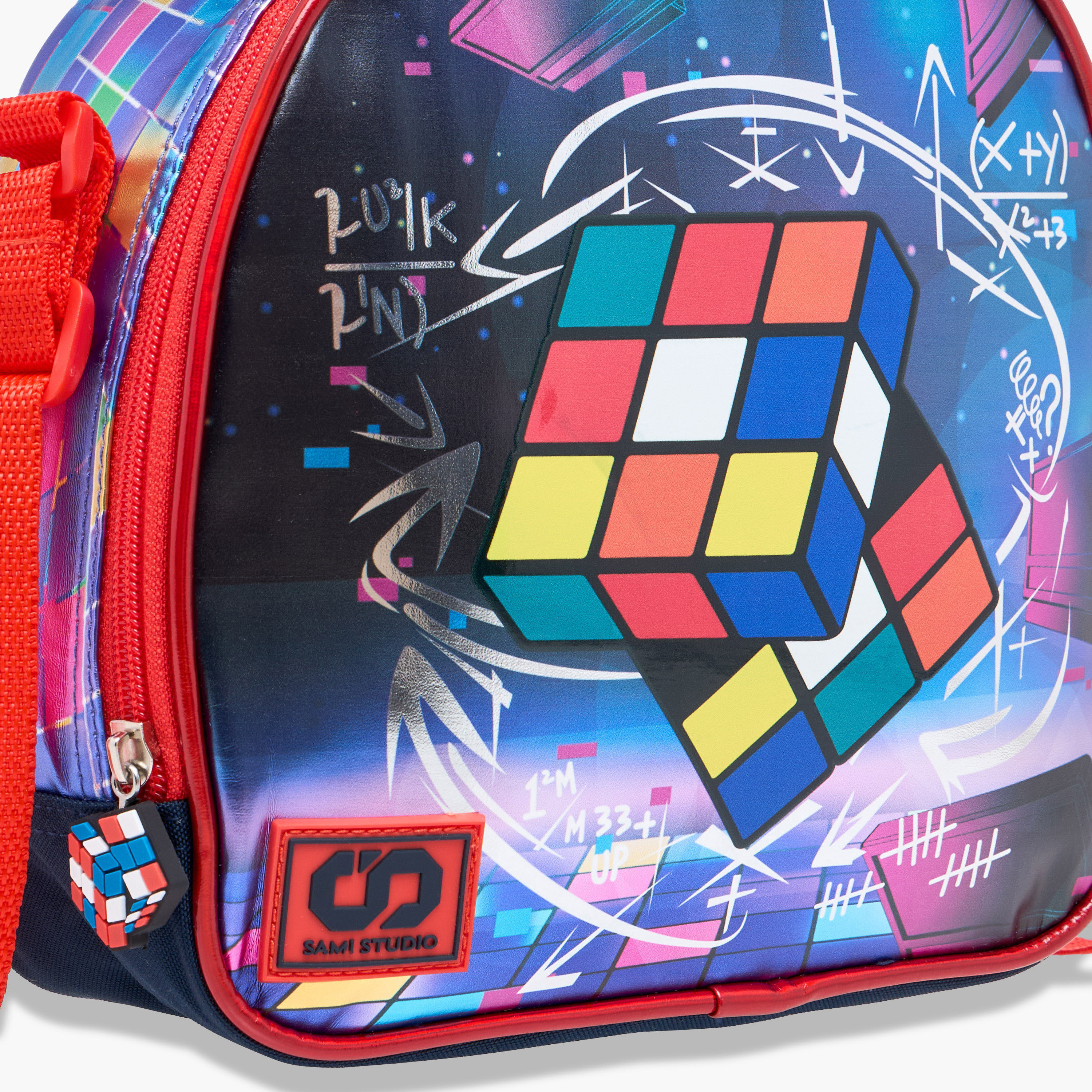 SAMI STUDIO Rubik's Cube Print Lunch Bag with Adjustable Strap and Zip Closure-school-lunchessentials-lunchbags-image-5