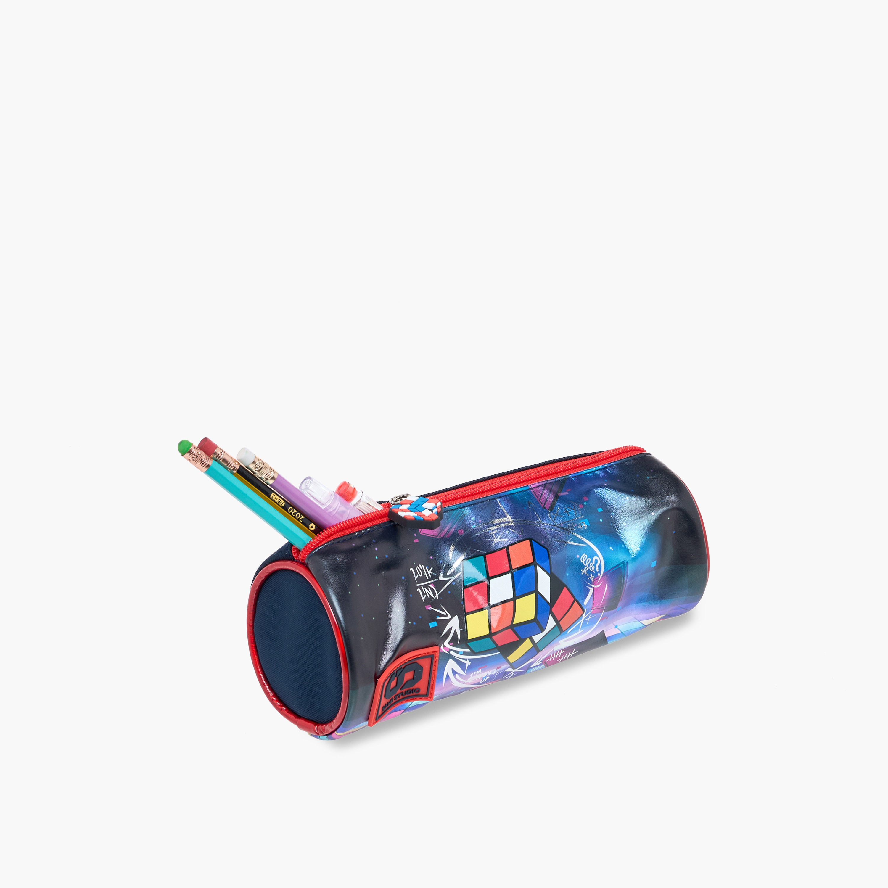 SAMI STUDIO Rubik's Cube Print Pencil Pouch with Zip Closure-school-stationery-pencilcases-image-5