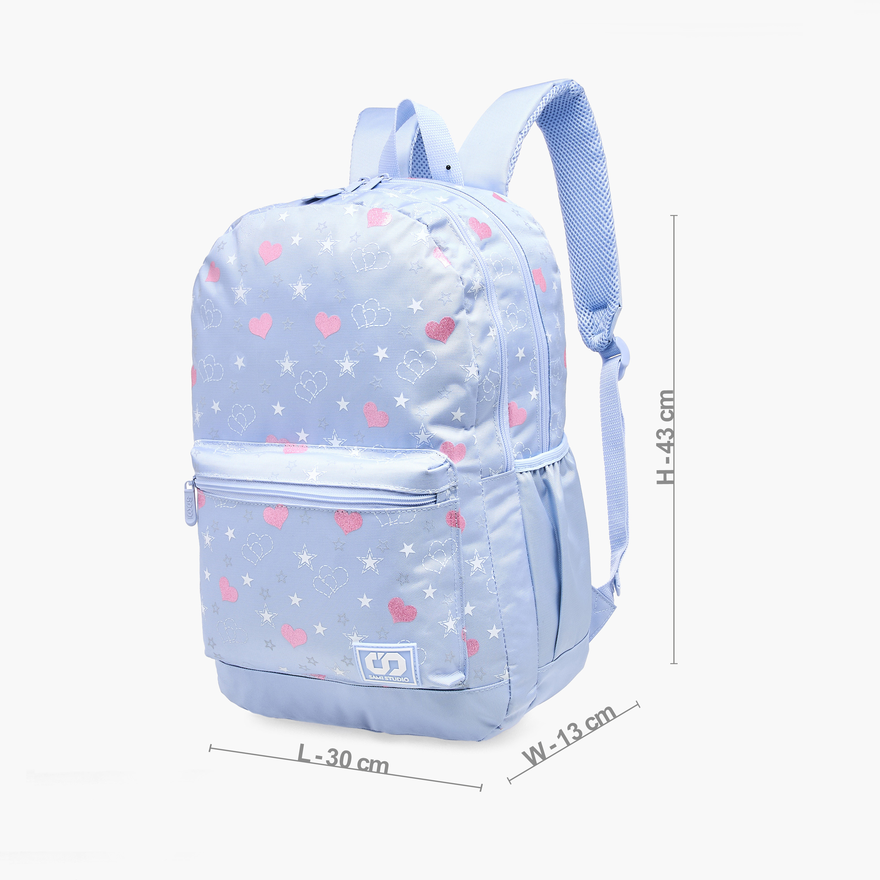 SAMI STUDIO Heart Print 17-inch Backpack with Zip Closure - 43x28x13 cms-school-bagsandbackpacks-backpacks-image-2