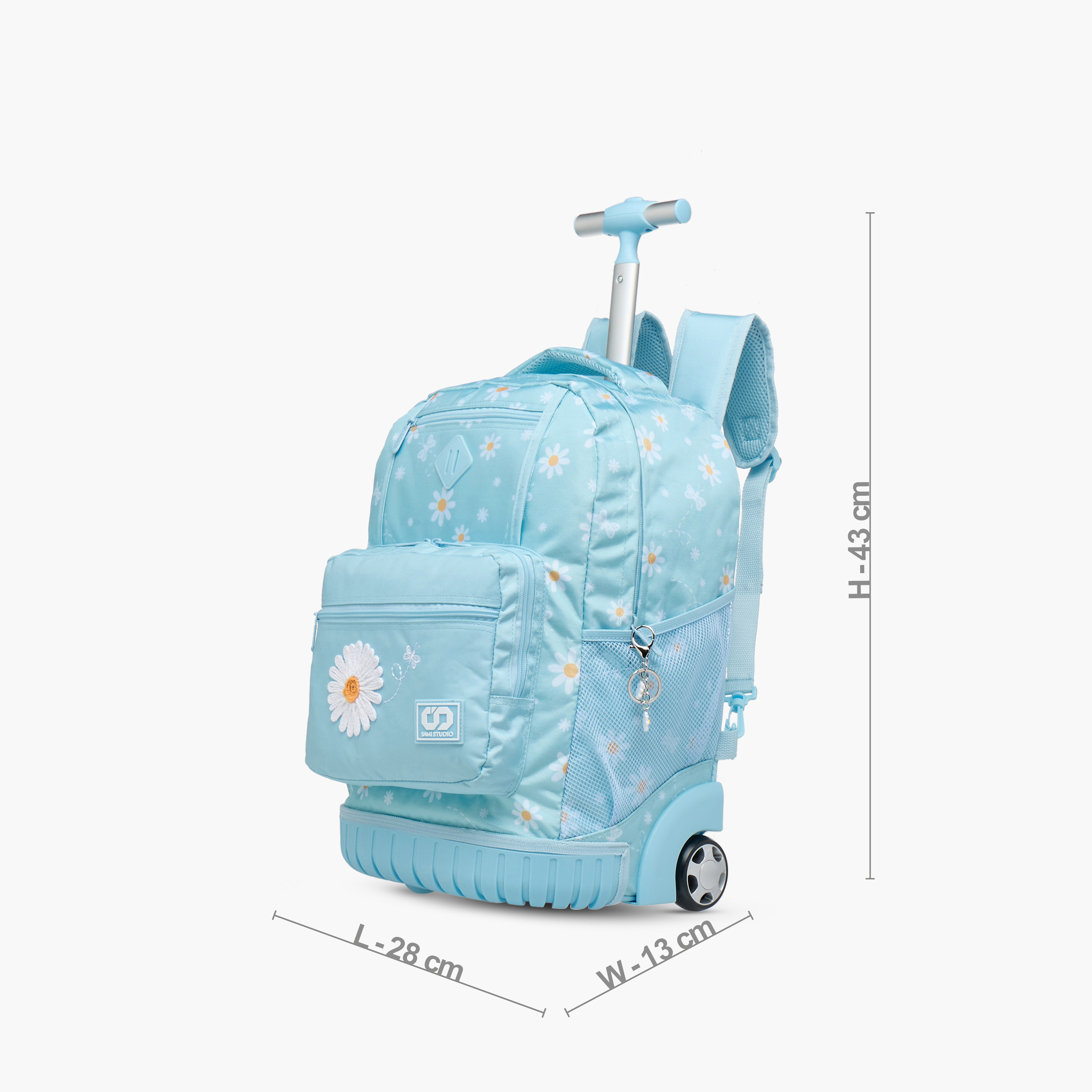 SAMI STUDIO Floral Trolley Bag for Girls 8-13 Years with Padded Shoulder Straps -school-bagsandbackpacks-trolleybags-image-2