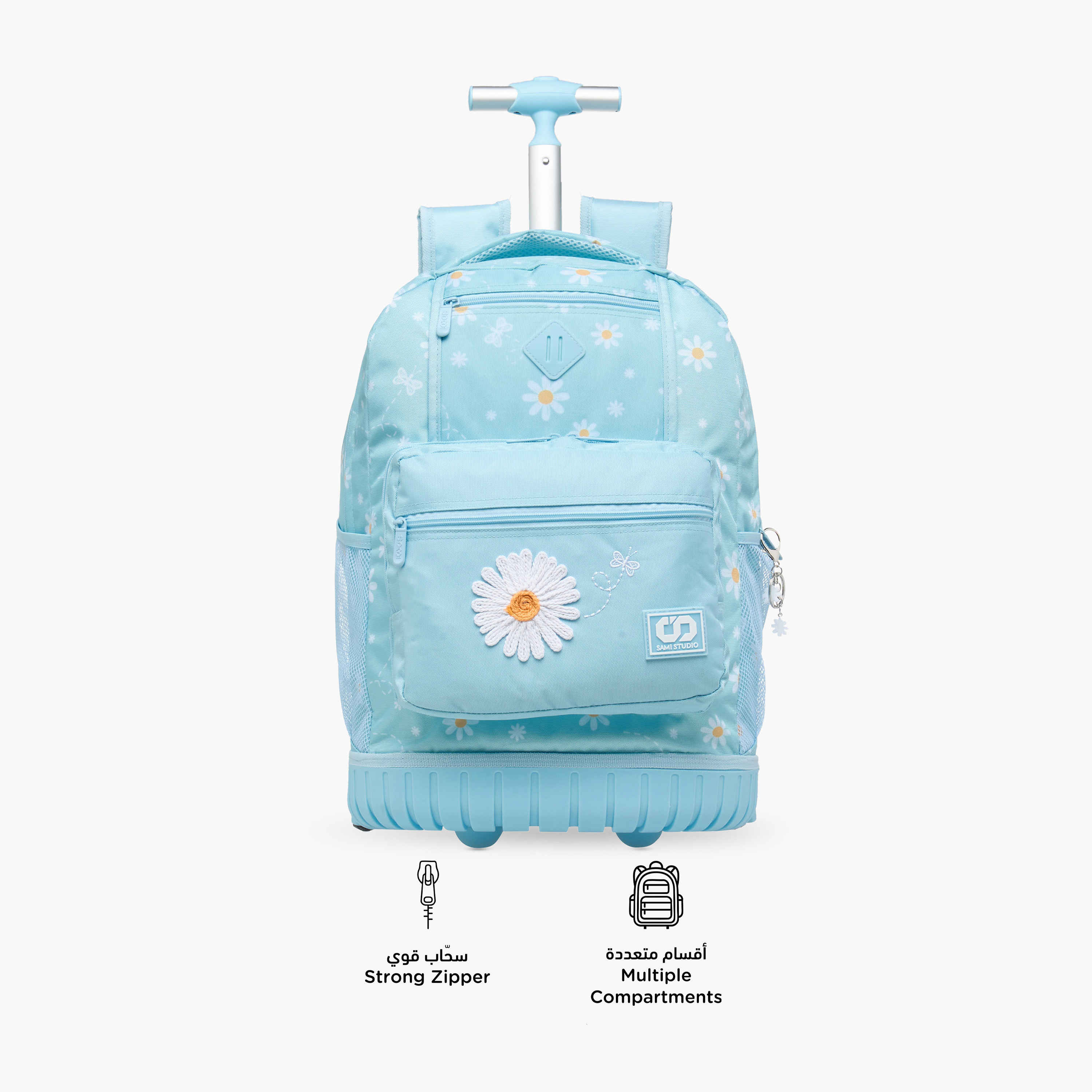 SAMI STUDIO Floral Trolley Bag for Girls 8-13 Years with Padded Shoulder Straps -school-bagsandbackpacks-trolleybags-image-4