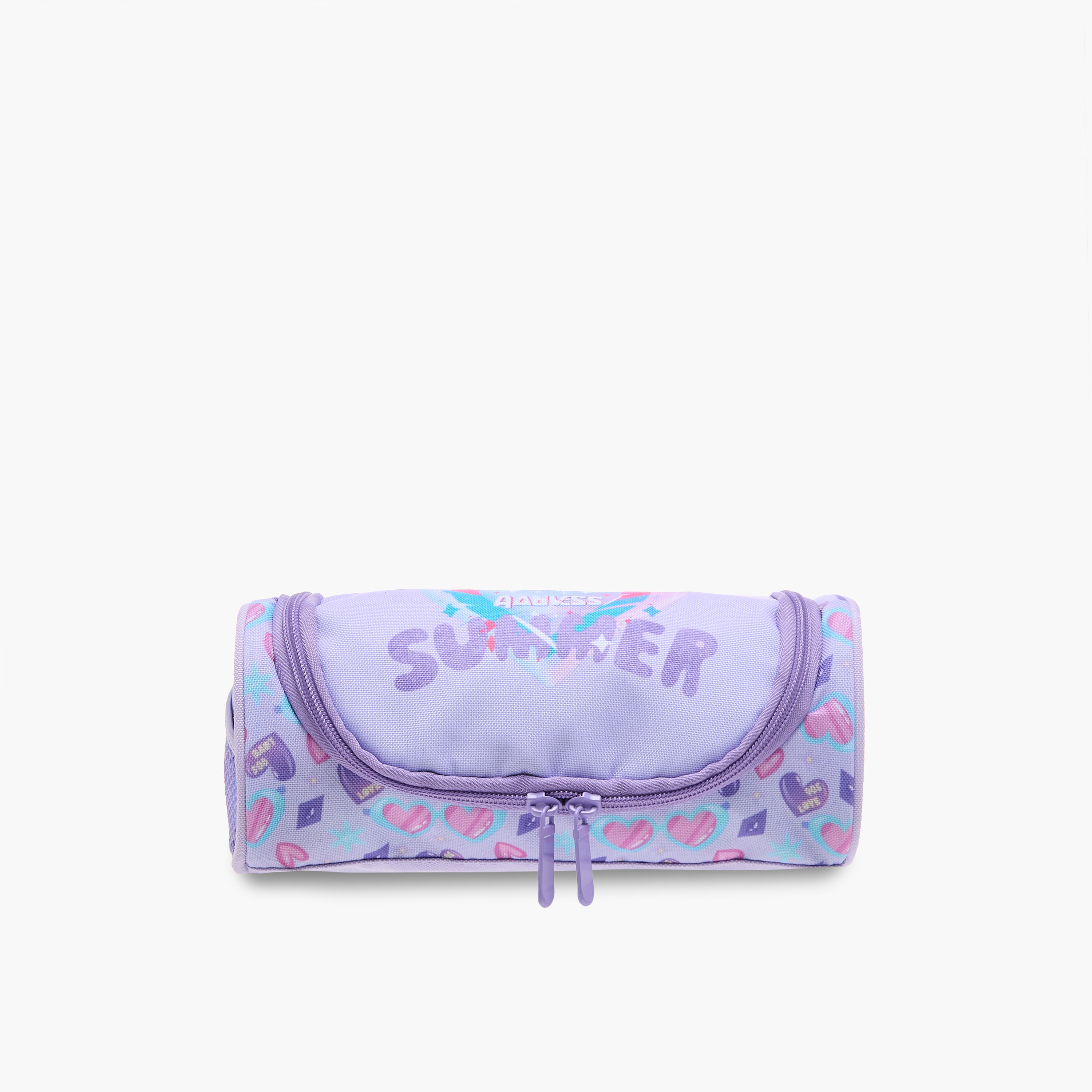 Flora Bella Heart Print Pencil Pouch with Zip Closure-school-stationery-pencilcases-image-1