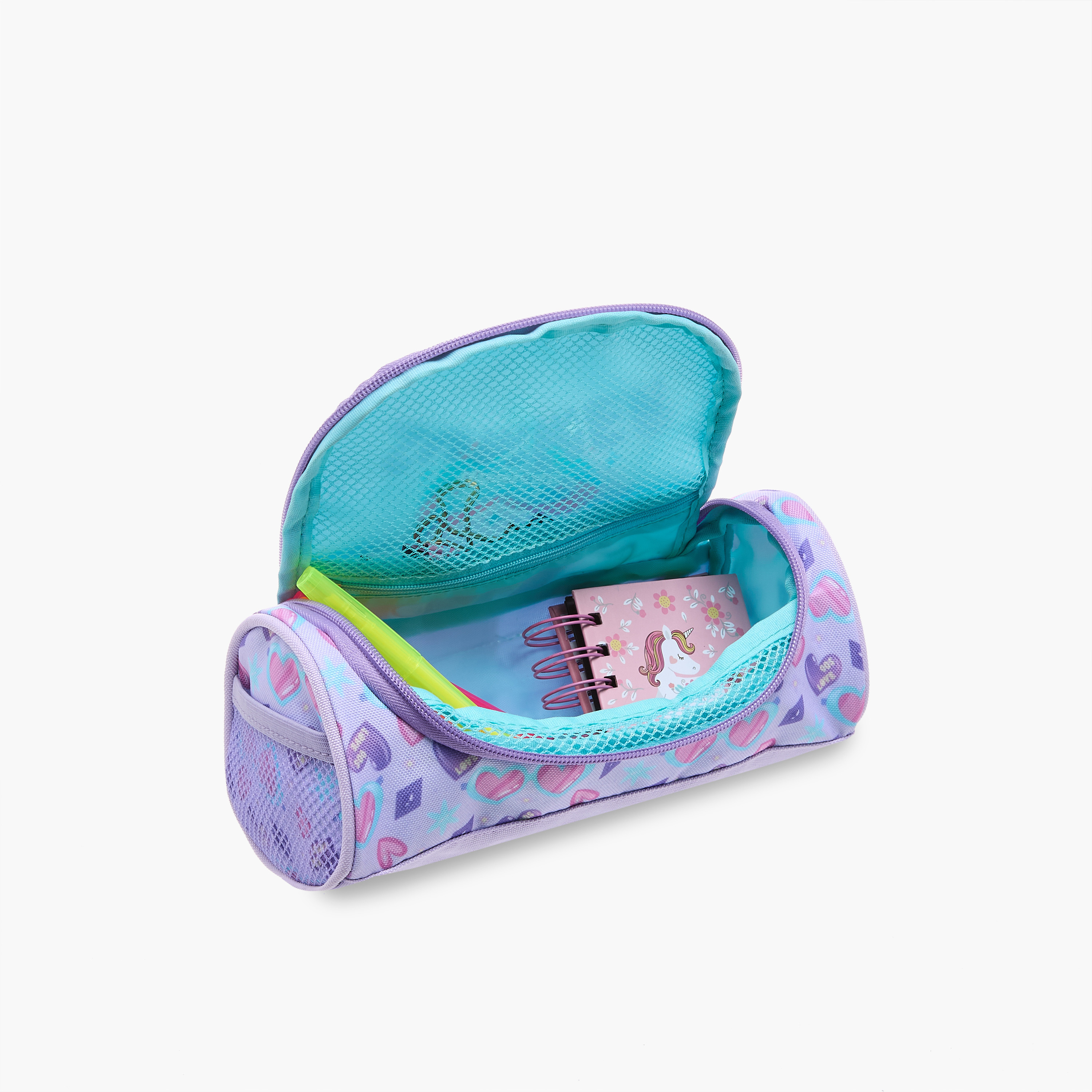 Flora Bella Heart Print Pencil Pouch with Zip Closure-school-stationery-pencilcases-image-5