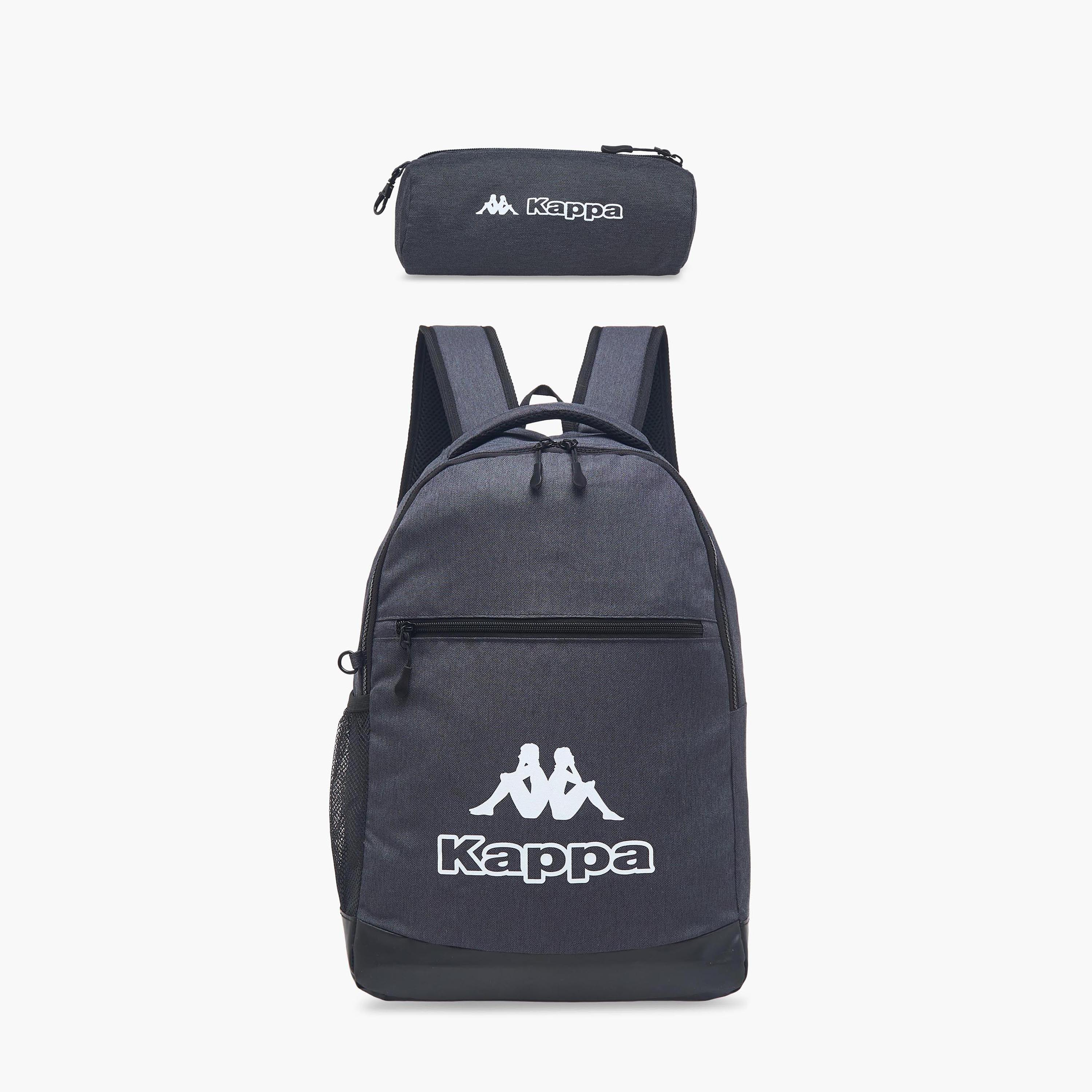 Kappa Logo Print School Backpack and Pencil Pouch Set - 46x30x14 cm-school-bagsandbackpacks-backpacks-image-1