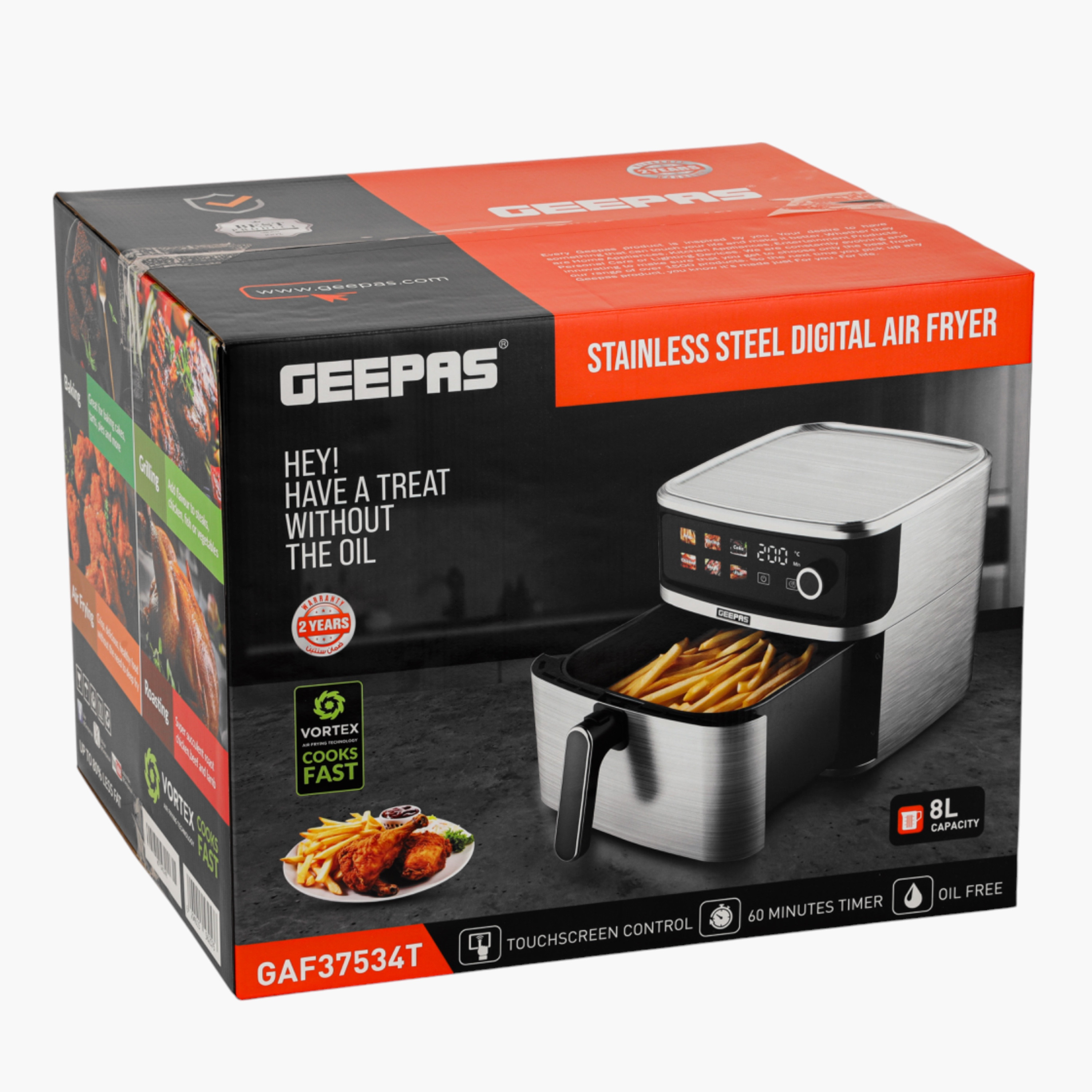 GEEPAS Stainless Steel Digital Air Fryer - 8 L-household-appliances-kitchenappliances-airfryers-image-2
