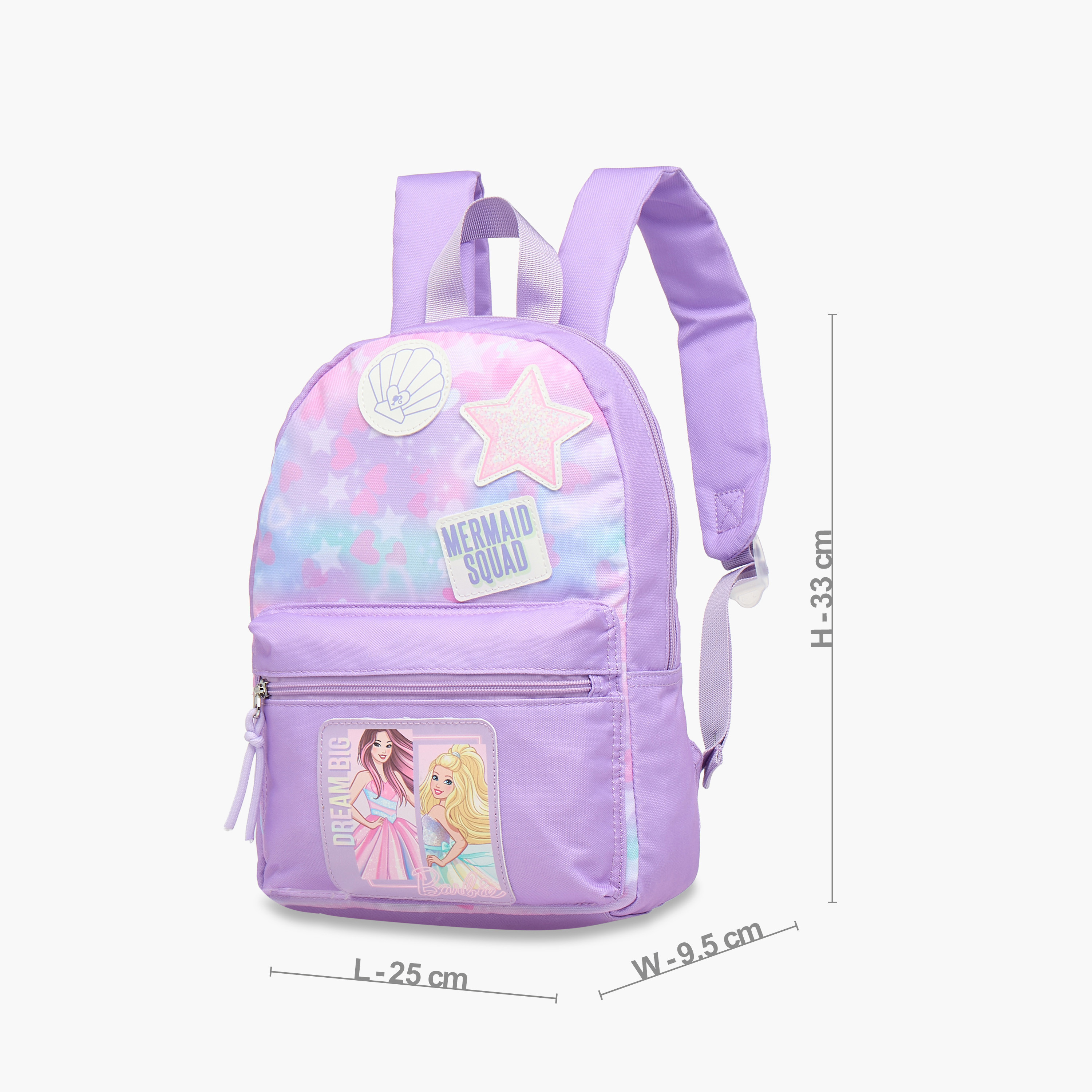 Barbie Mermaid Print School Backpack with Adjustable Shoulder Straps - 33x25x10 cm-school-bagsandbackpacks-backpacks-image-2